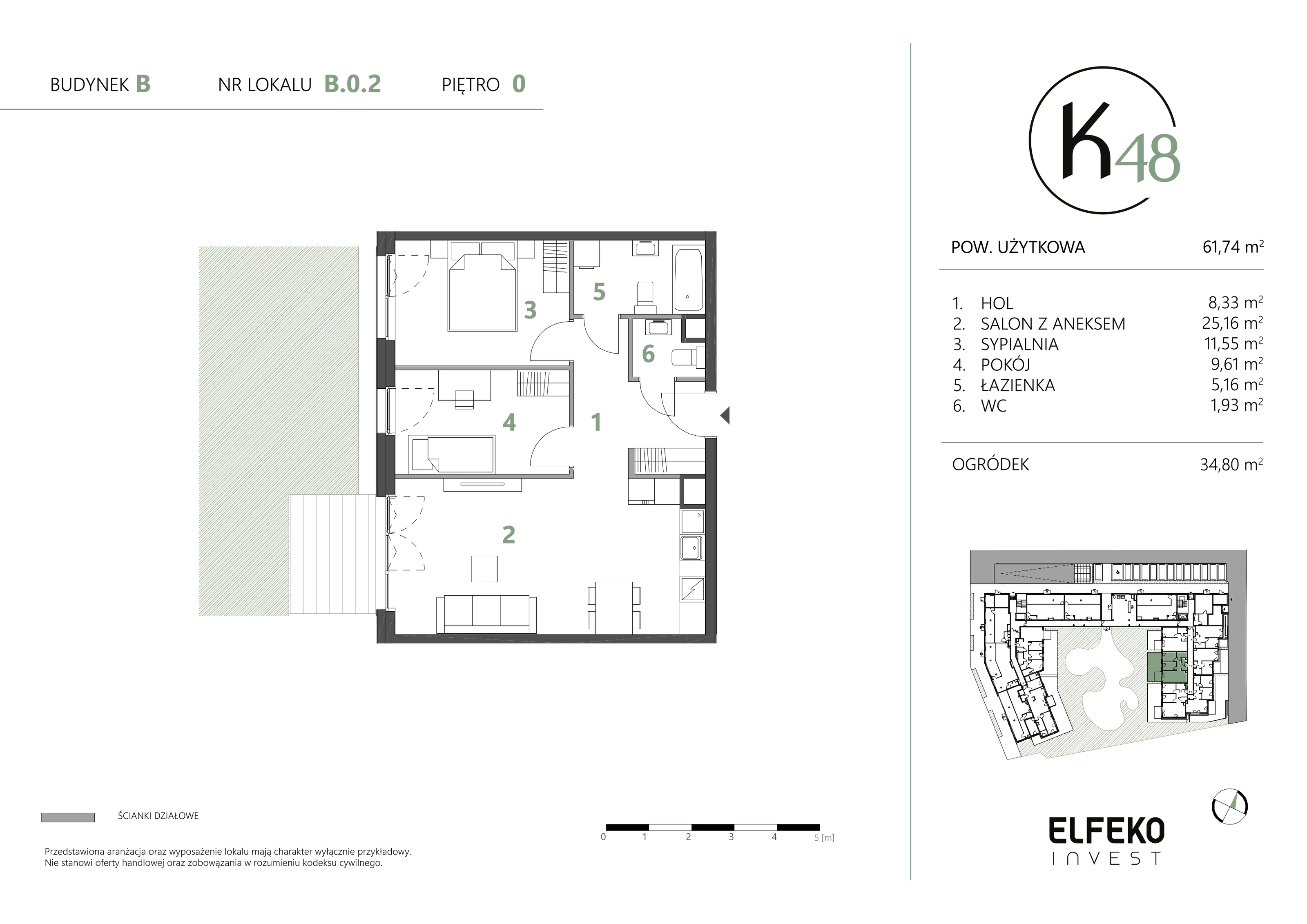 3 pokoje, mieszkanie 61,74 m², parter, oferta nr B.0.2, K48, Gdańsk, Przymorze, ul. Kołobrzeska 48