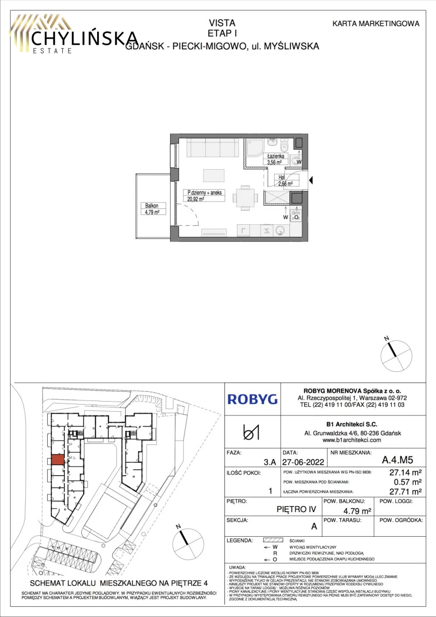 Mieszkanie na sprzedaż, 27,14 m², 1 pokój, 4 piętro, oferta nr 665926