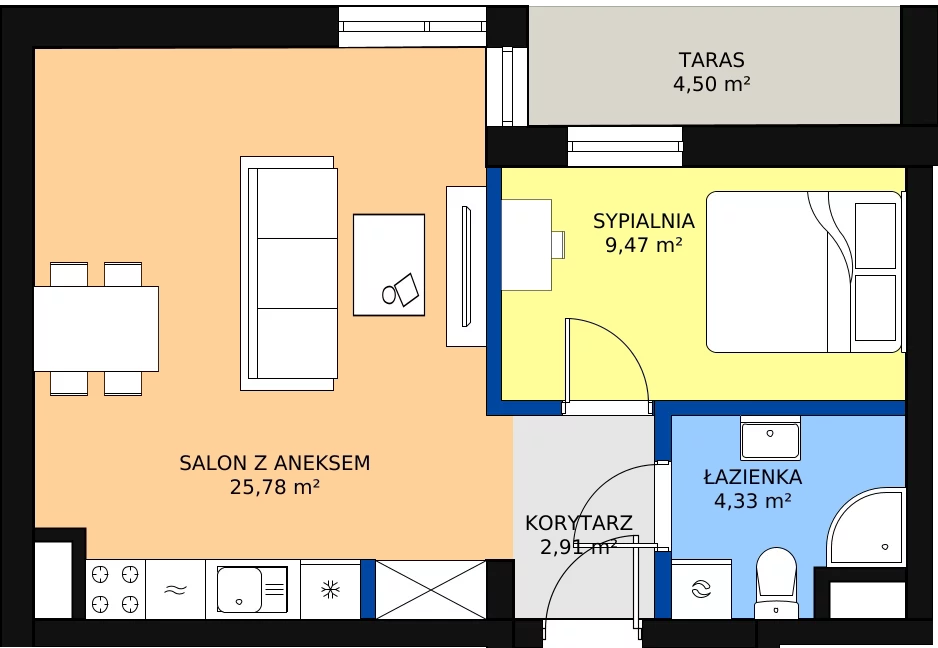 Nowe mieszkanie, 42,49 m², 2 pokoje, 2 piętro, oferta nr 5/M18
