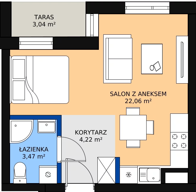 Zalety mieszkania 29.75 m², 5/M19