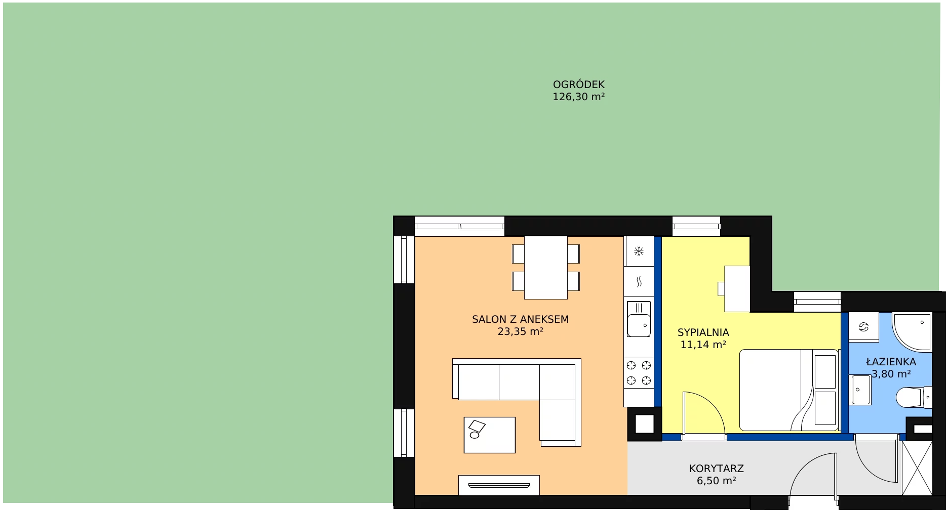 Zalety mieszkania 44.79 m², 5A/M4