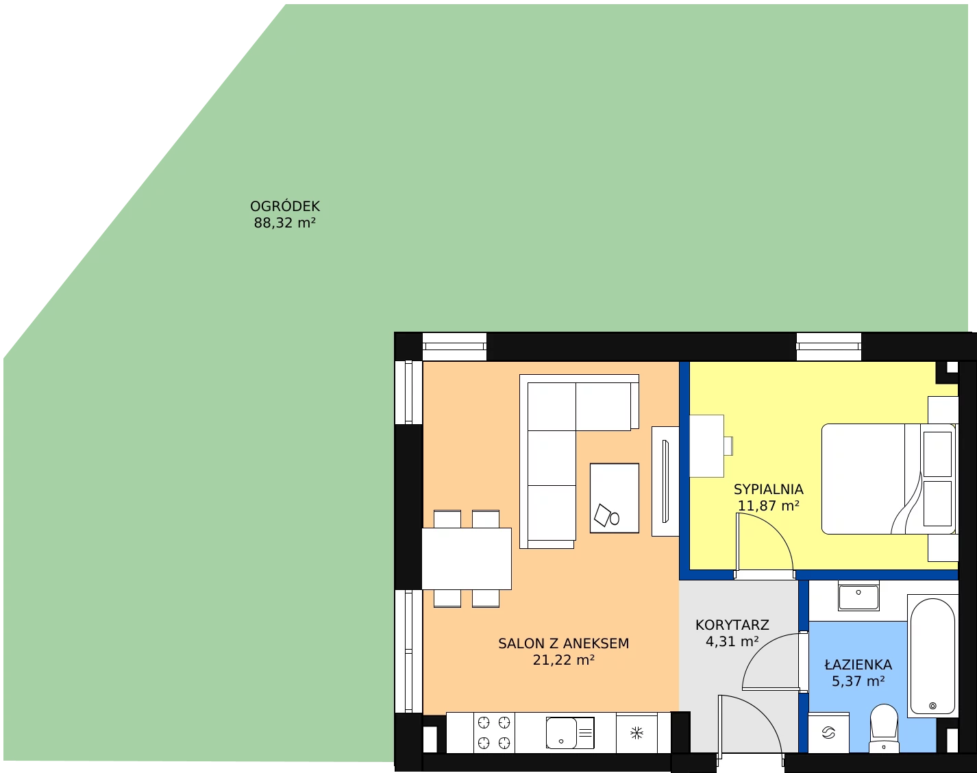 Zalety mieszkania 42.77 m², 5A/M5