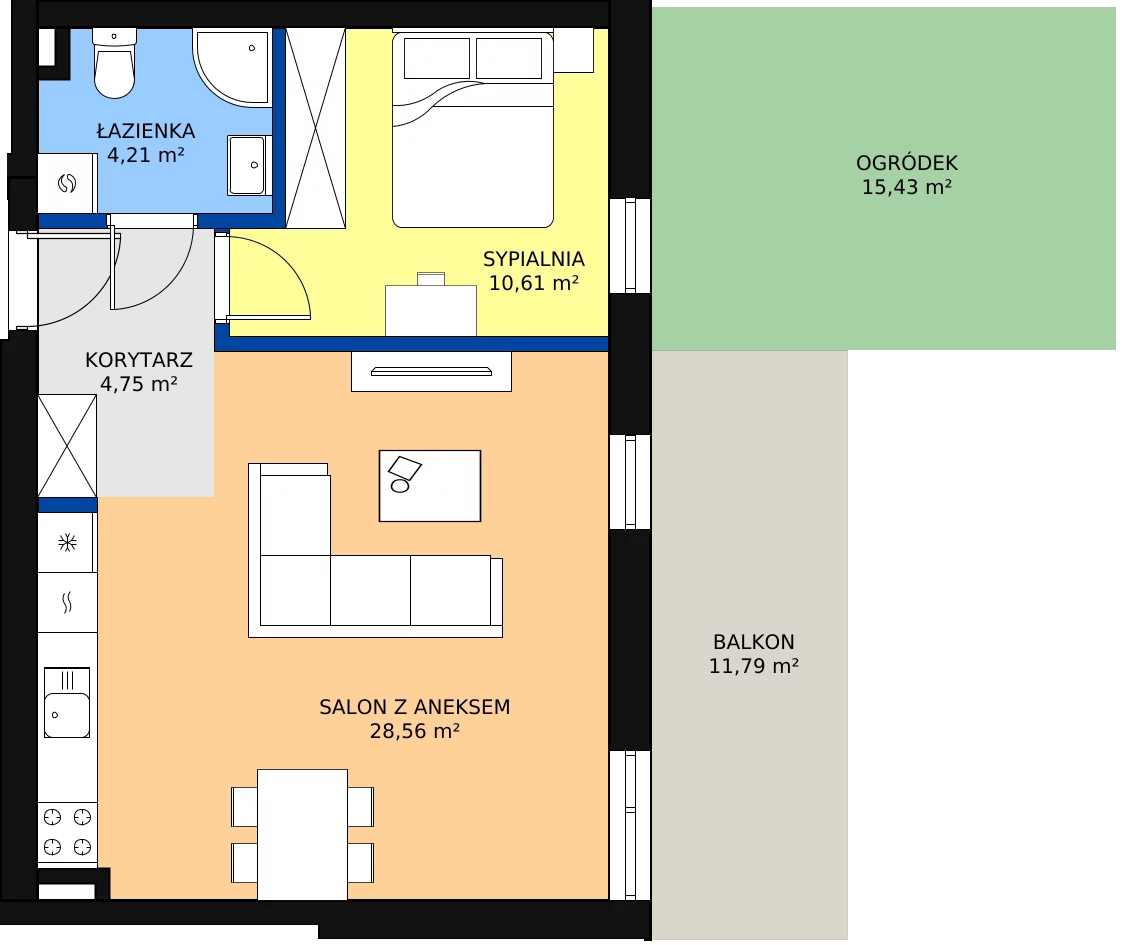 Zalety mieszkania 48.13 m², 5A/M7