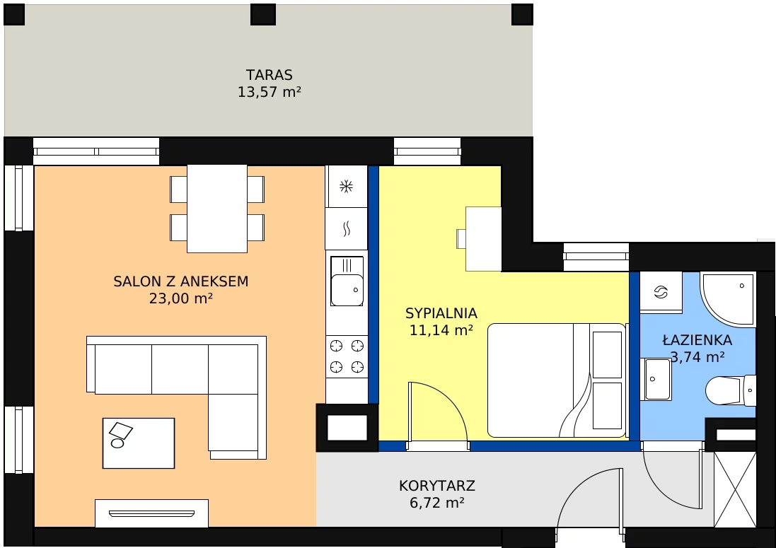 Zalety mieszkania 44.6 m², 5A/M11