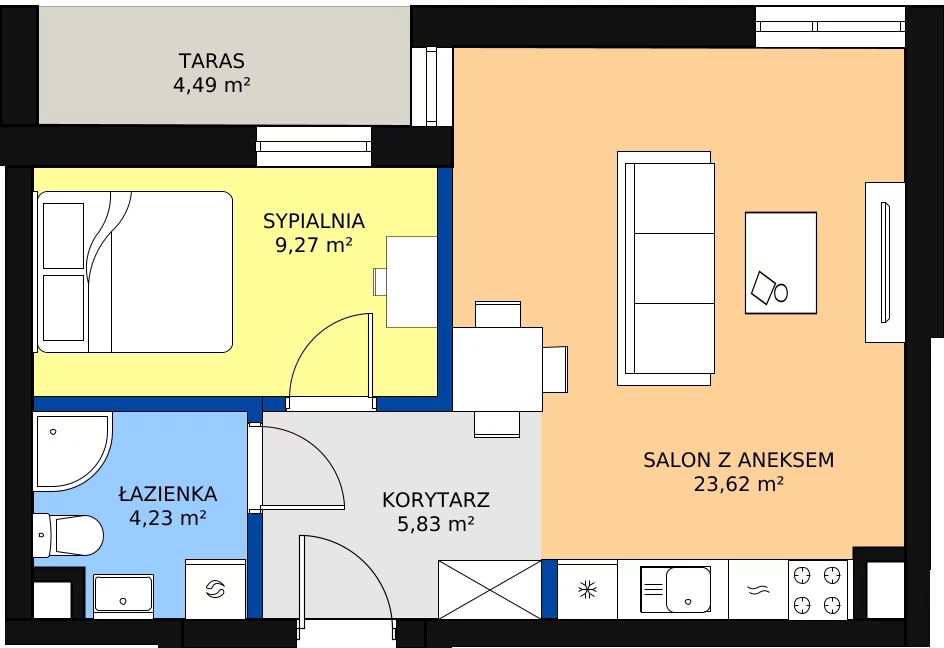 Zalety mieszkania 42.95 m², 5A/M14