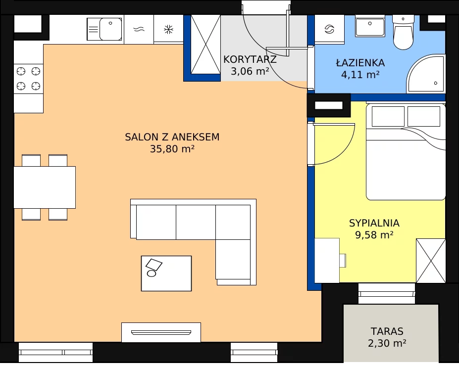 Zalety mieszkania 52.55 m², 5A/M17