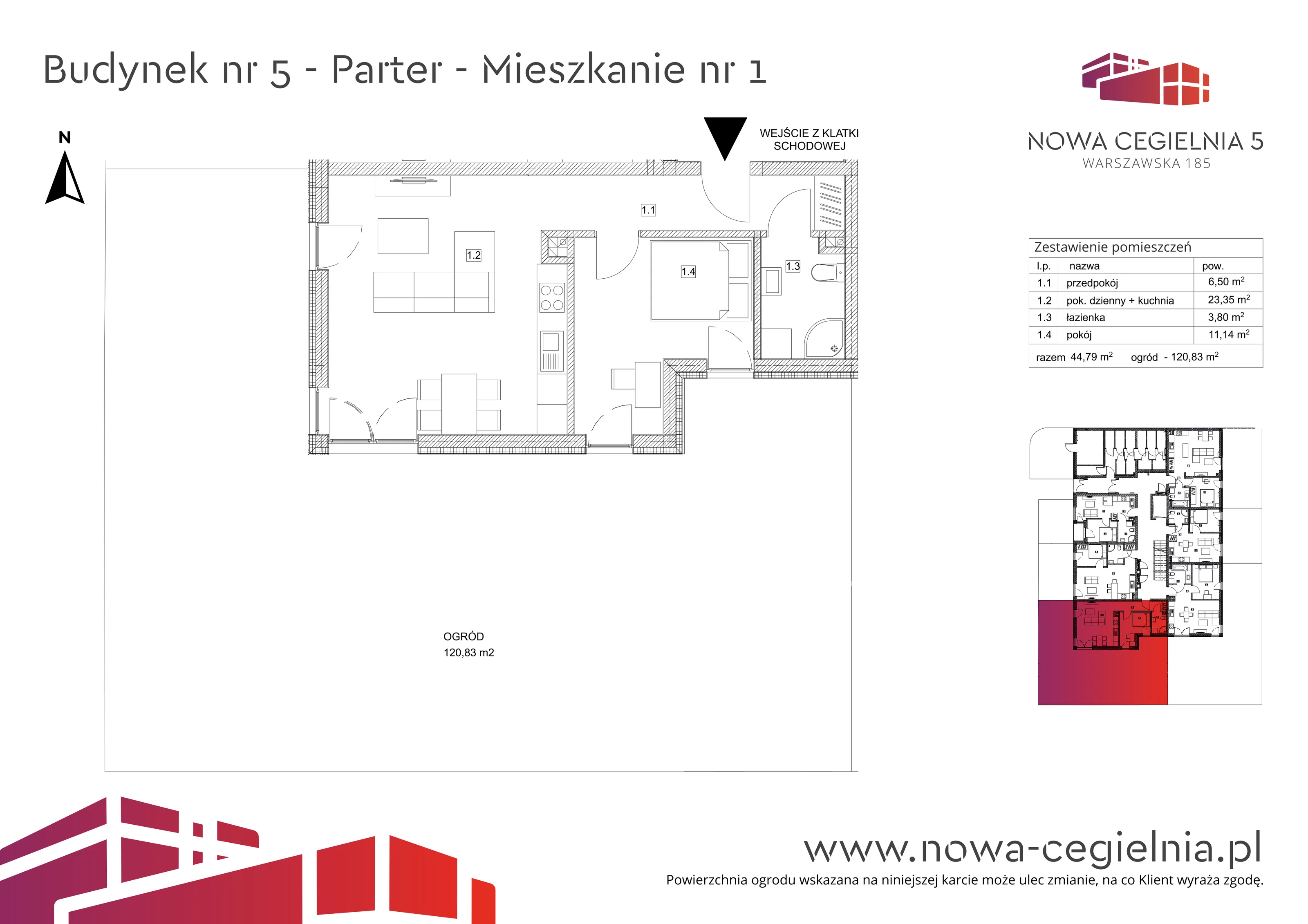 Mieszkanie 44,79 m², parter, oferta nr 5/M1, Nowa Cegielnia, Gorzów Wielkopolski, Janice, ul. Warszawska 185