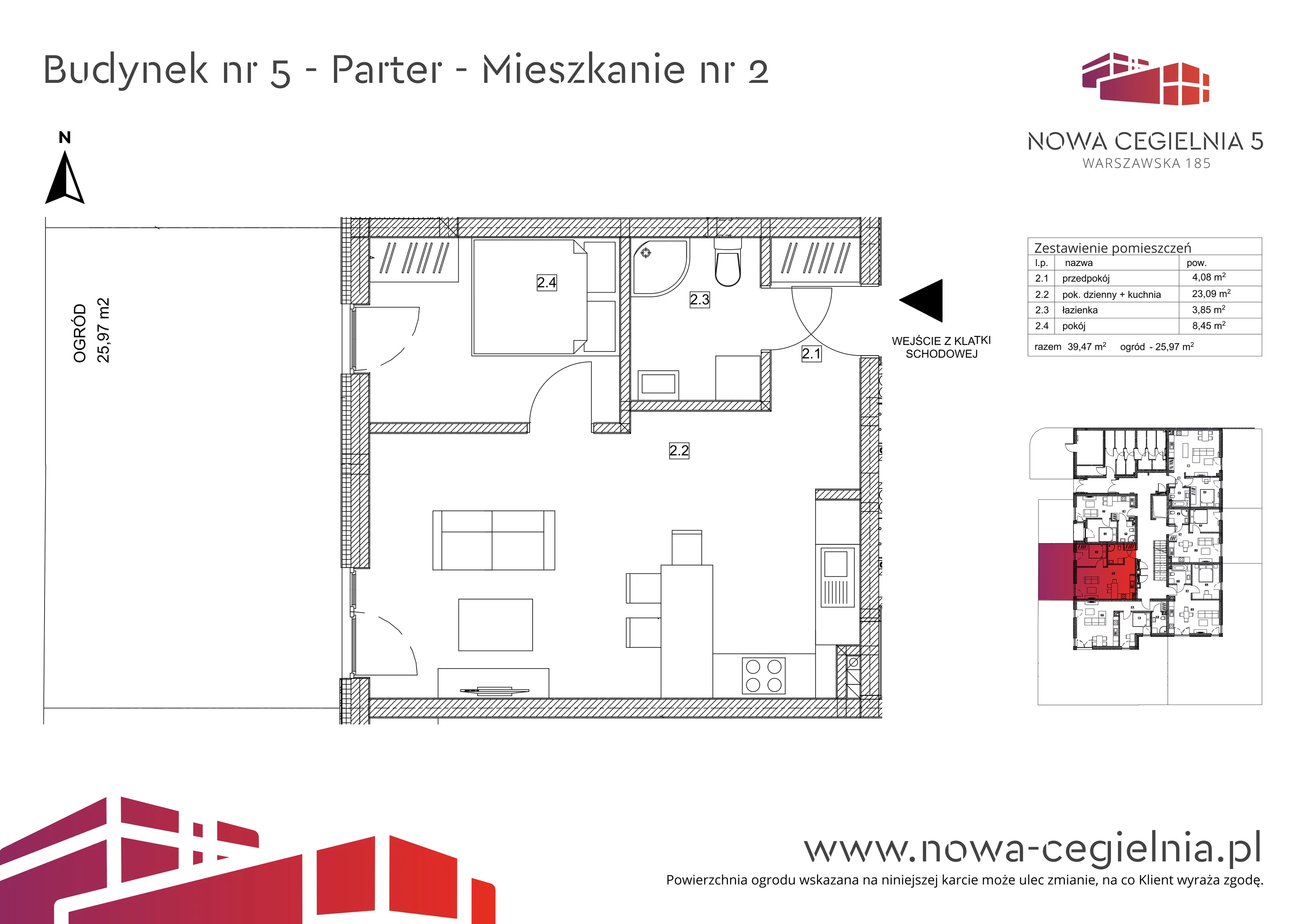 Mieszkanie 39,47 m², parter, oferta nr 5/M2, Nowa Cegielnia, Gorzów Wielkopolski, Janice, ul. Warszawska 185