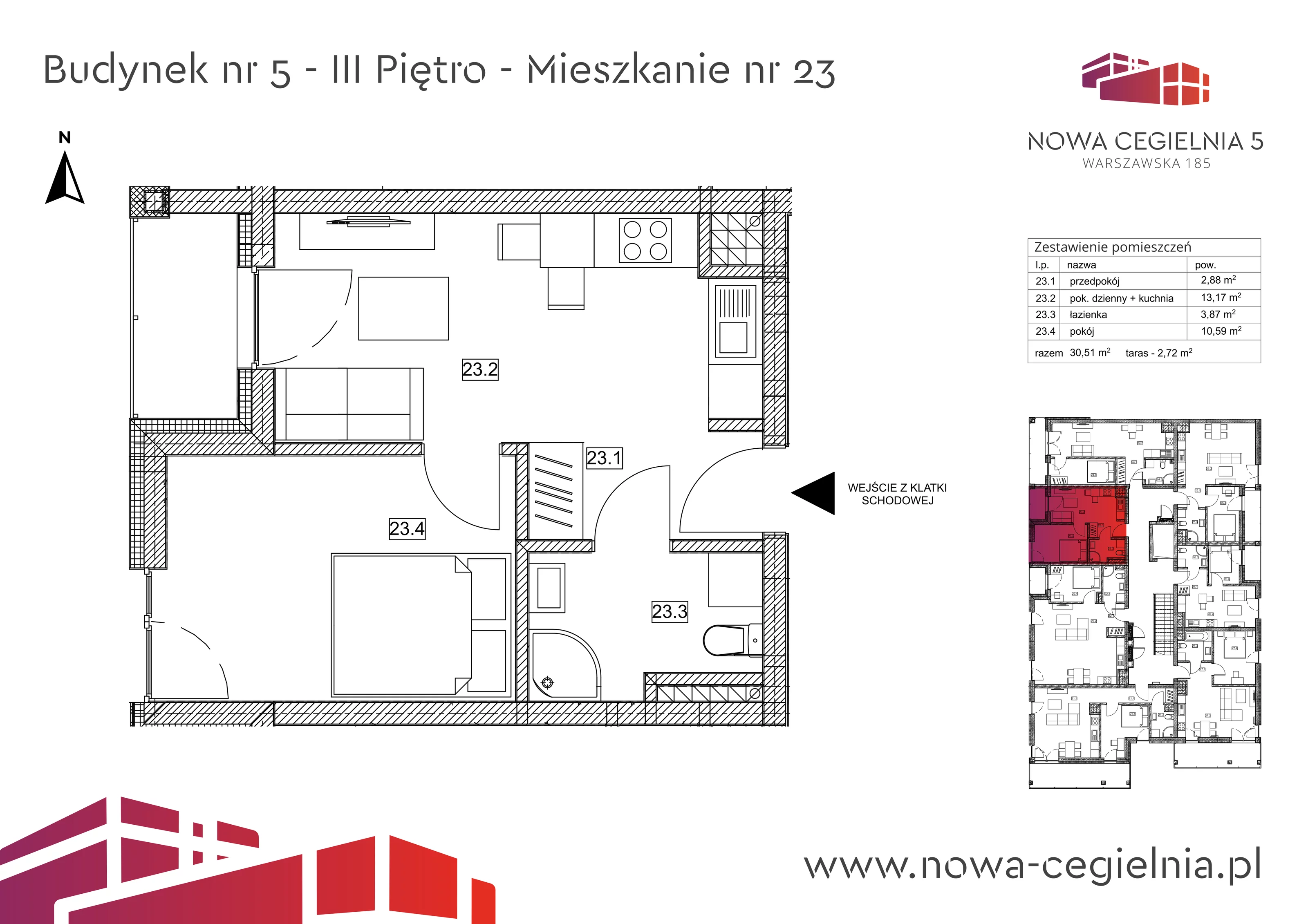 Mieszkanie 30,51 m², piętro 3, oferta nr 5/M23, Nowa Cegielnia, Gorzów Wielkopolski, Janice, ul. Warszawska 185