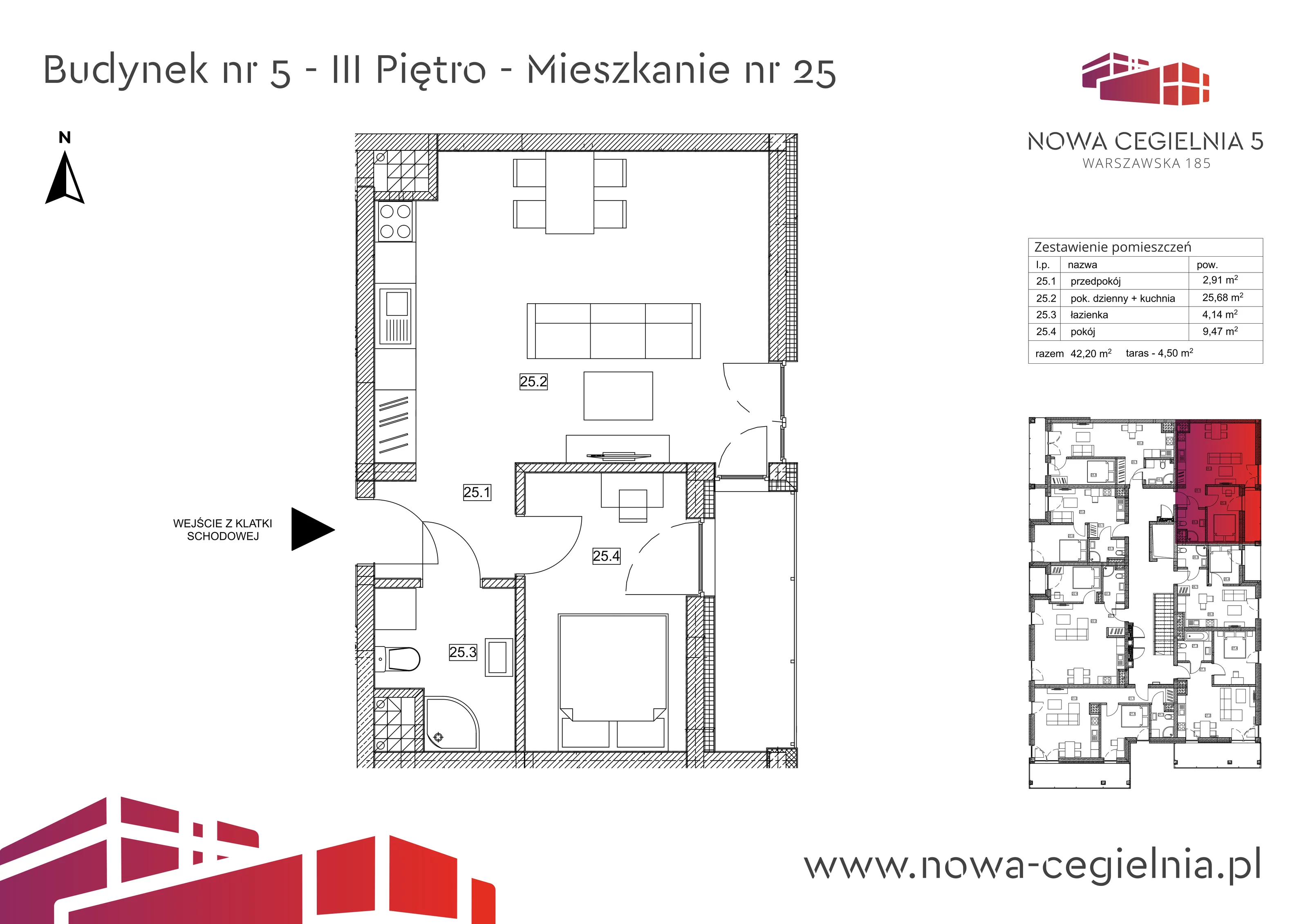 Mieszkanie 42,20 m², piętro 3, oferta nr 5/M25, Nowa Cegielnia, Gorzów Wielkopolski, Janice, ul. Warszawska 185