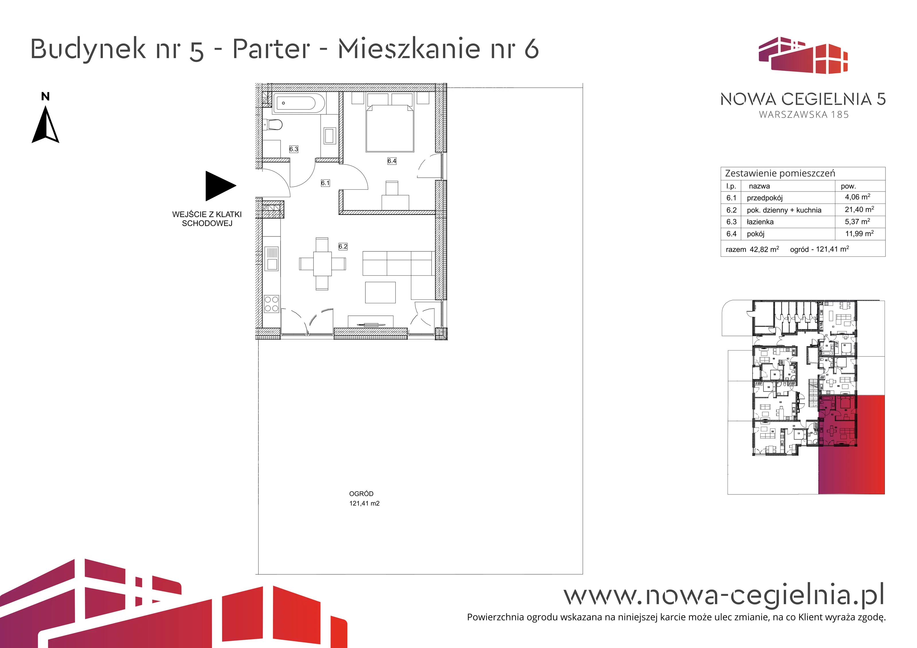 Mieszkanie 42,82 m², parter, oferta nr 5/M6, Nowa Cegielnia, Gorzów Wielkopolski, Janice, ul. Warszawska 185