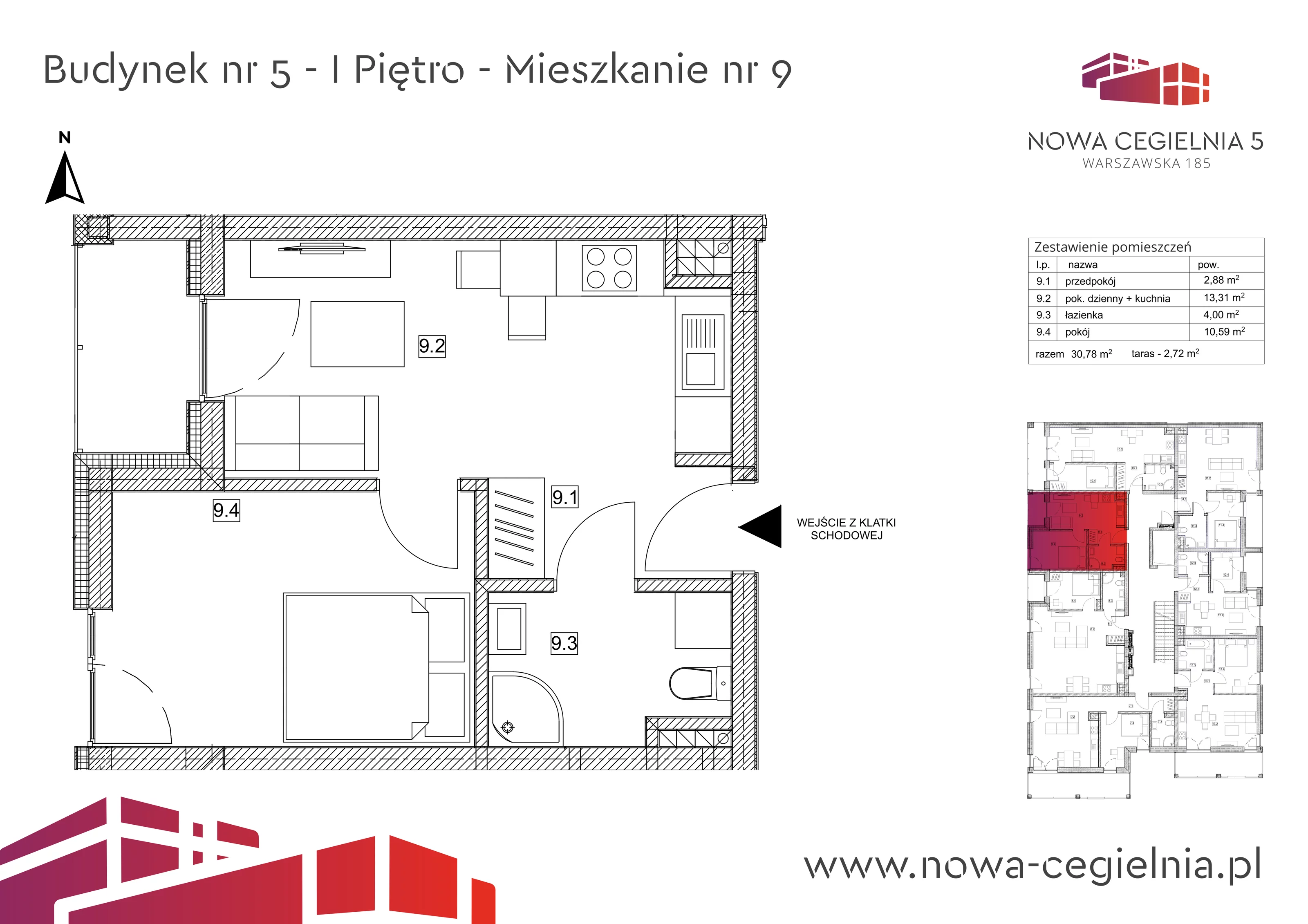 Mieszkanie 30,78 m², piętro 1, oferta nr 5/M9, Nowa Cegielnia, Gorzów Wielkopolski, Janice, ul. Warszawska 185