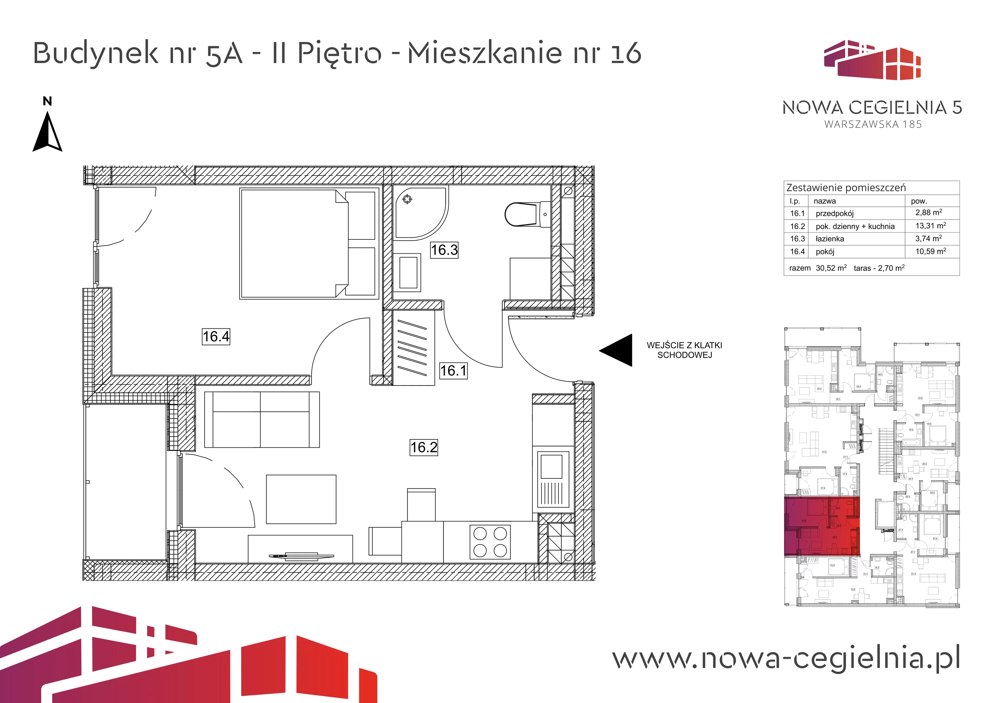 Mieszkanie 30,52 m², piętro 2, oferta nr 5A/M16, Nowa Cegielnia, Gorzów Wielkopolski, Janice, ul. Warszawska 185