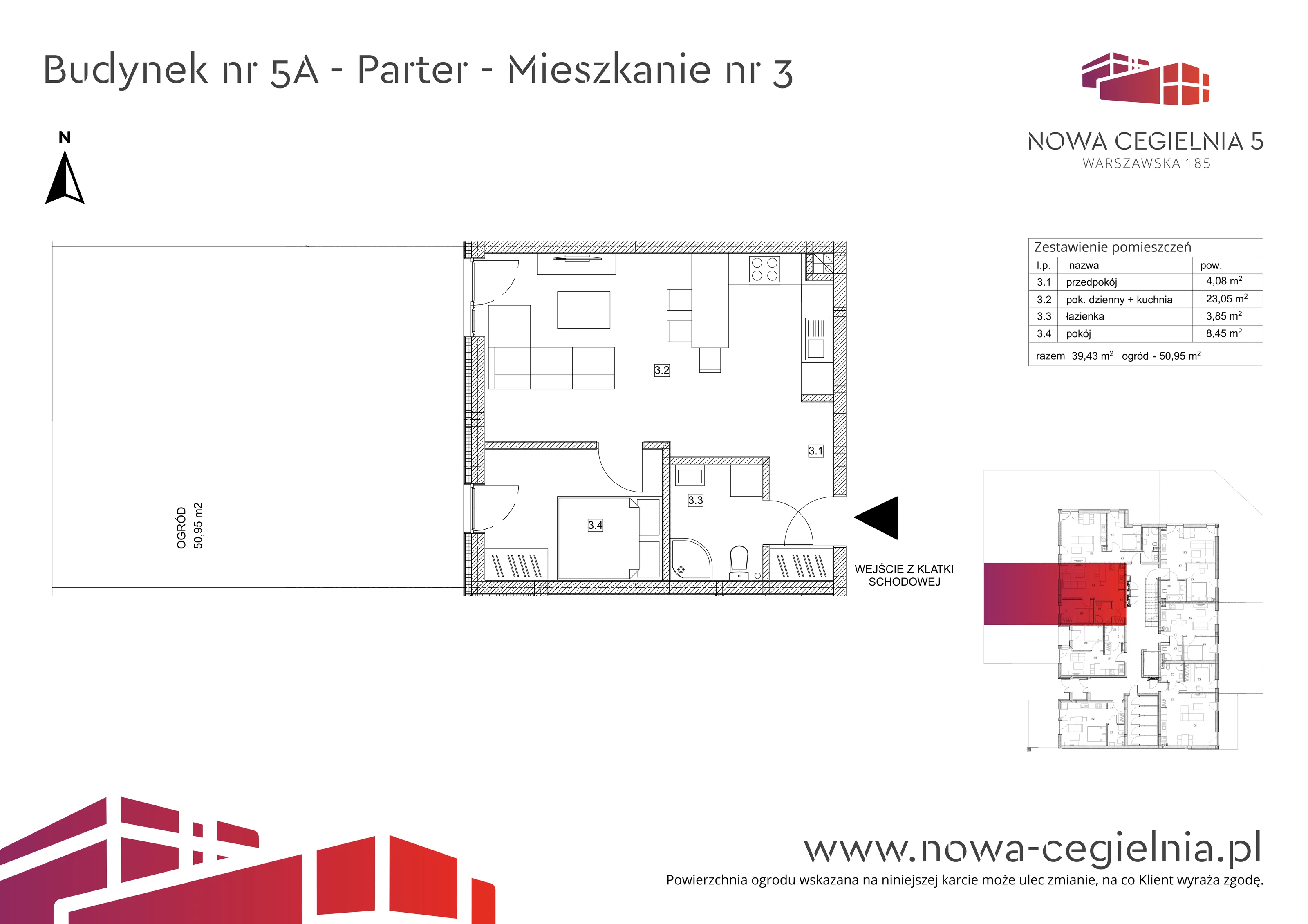 Mieszkanie 39,43 m², parter, oferta nr 5A/M3 , Nowa Cegielnia, Gorzów Wielkopolski, Janice, ul. Warszawska 185