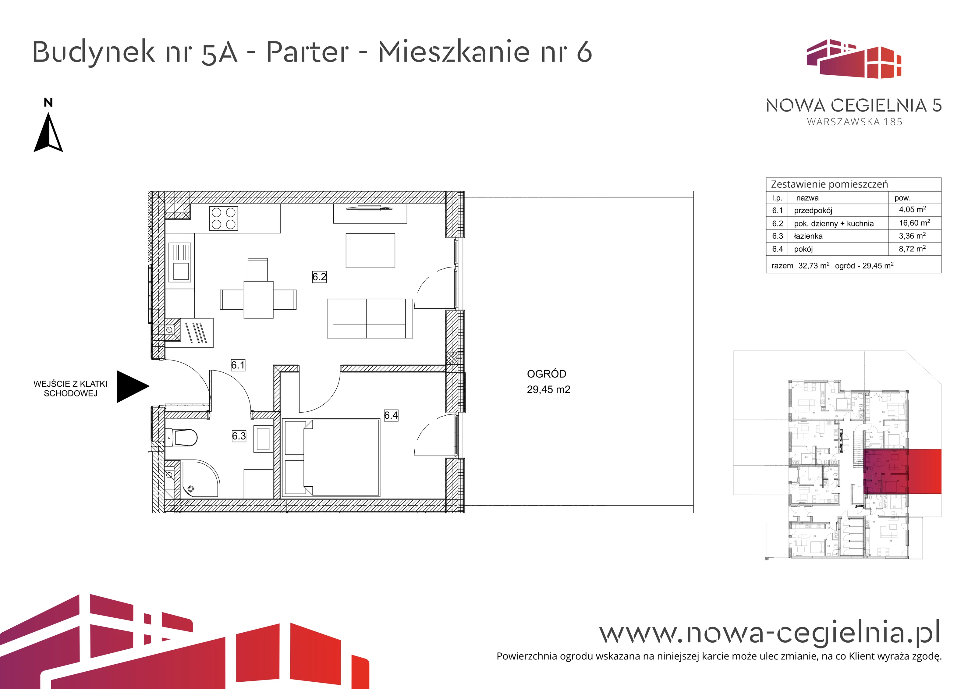 Mieszkanie 32,73 m², parter, oferta nr 5A/M6, Nowa Cegielnia, Gorzów Wielkopolski, Janice, ul. Warszawska 185