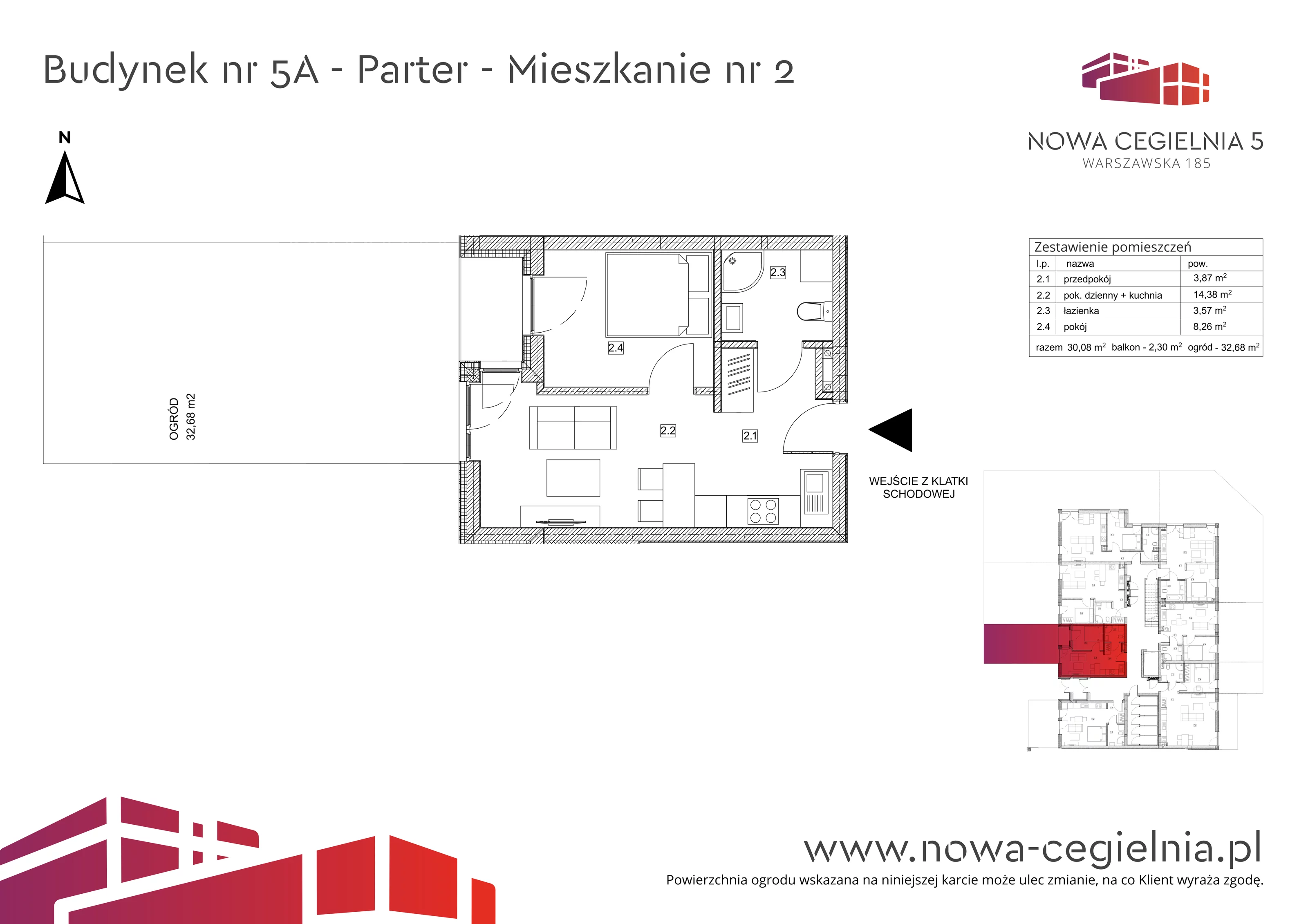 Mieszkanie 30,08 m², parter, oferta nr 5A/M2, Nowa Cegielnia, Gorzów Wielkopolski, Janice, ul. Warszawska 185