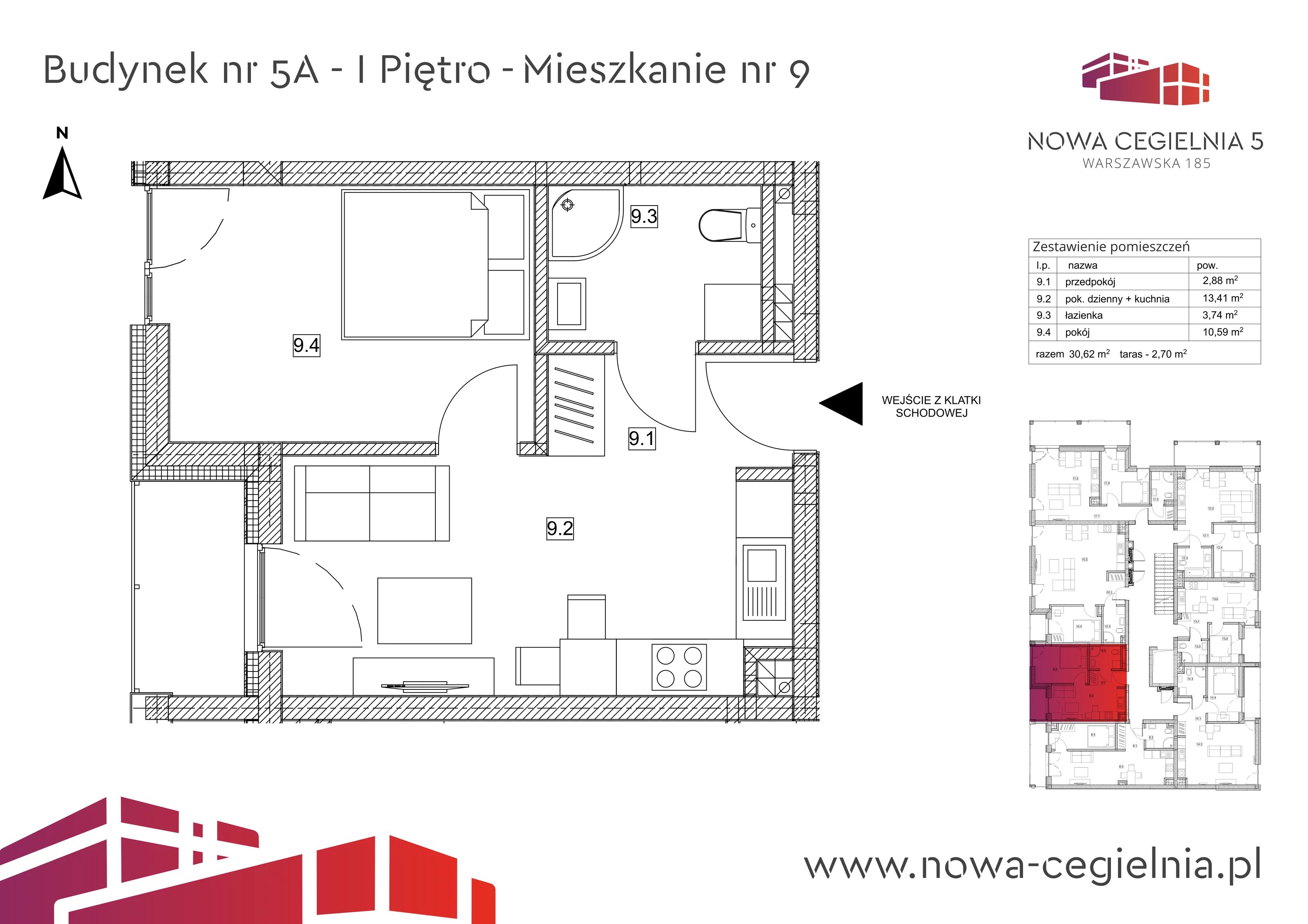 Mieszkanie 30,62 m², piętro 1, oferta nr 5A/M9, Nowa Cegielnia, Gorzów Wielkopolski, Janice, ul. Warszawska 185