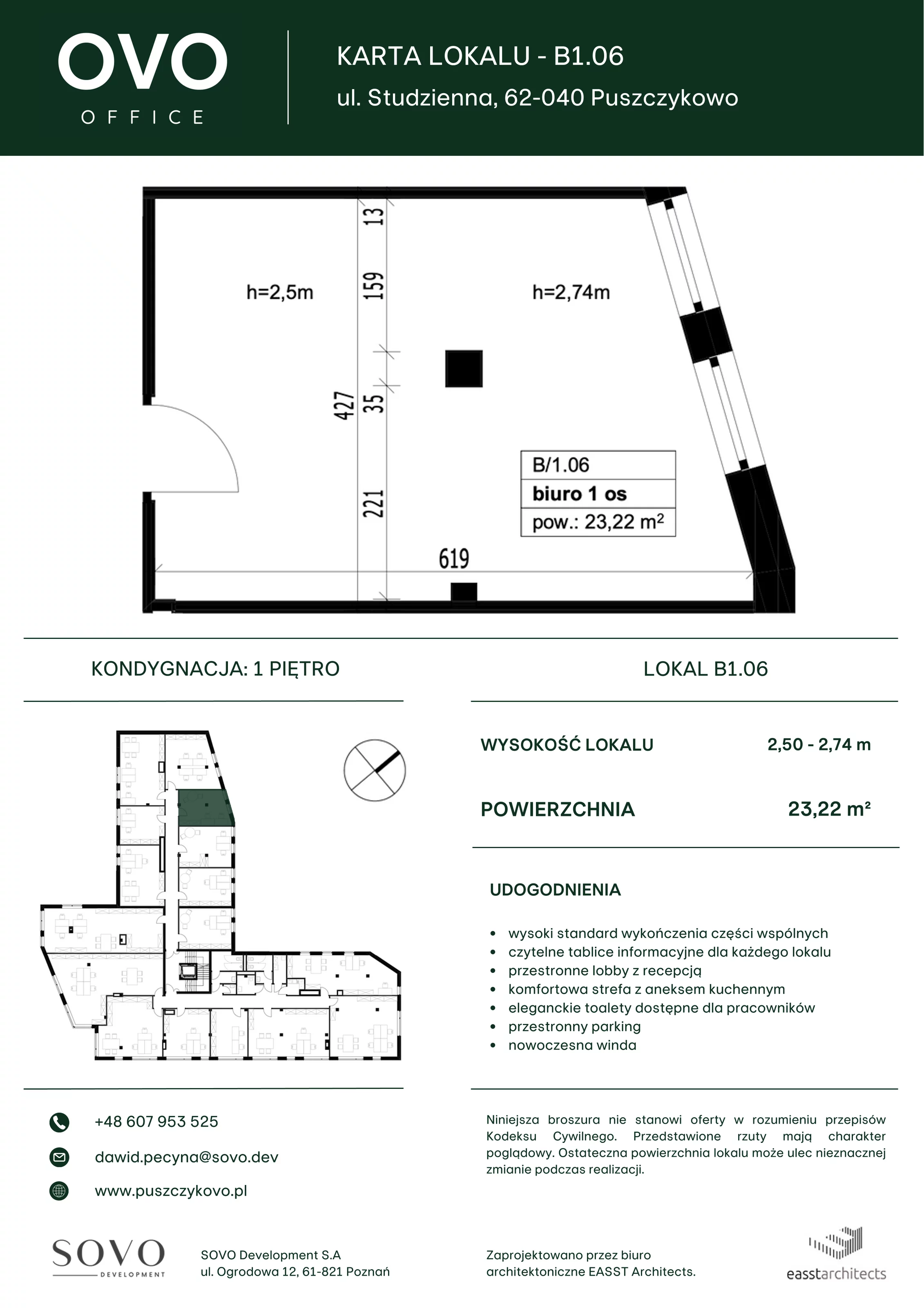 Biuro 23,22 m², oferta nr B/1/06, OVO Office, Puszczykowo, ul. Studzienna