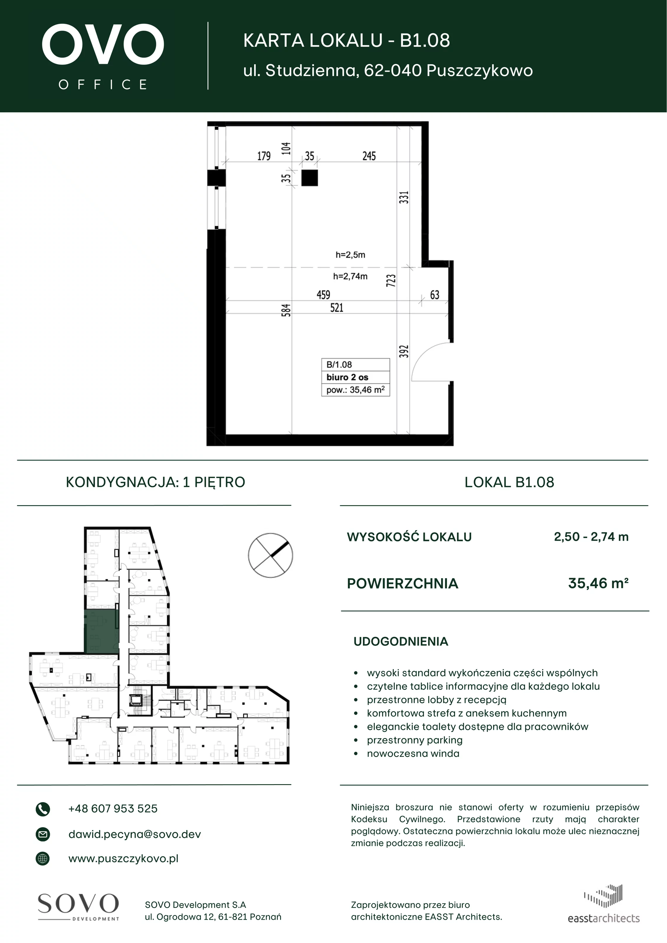 Biuro 35,46 m², oferta nr B/1/08, OVO Office, Puszczykowo, ul. Studzienna