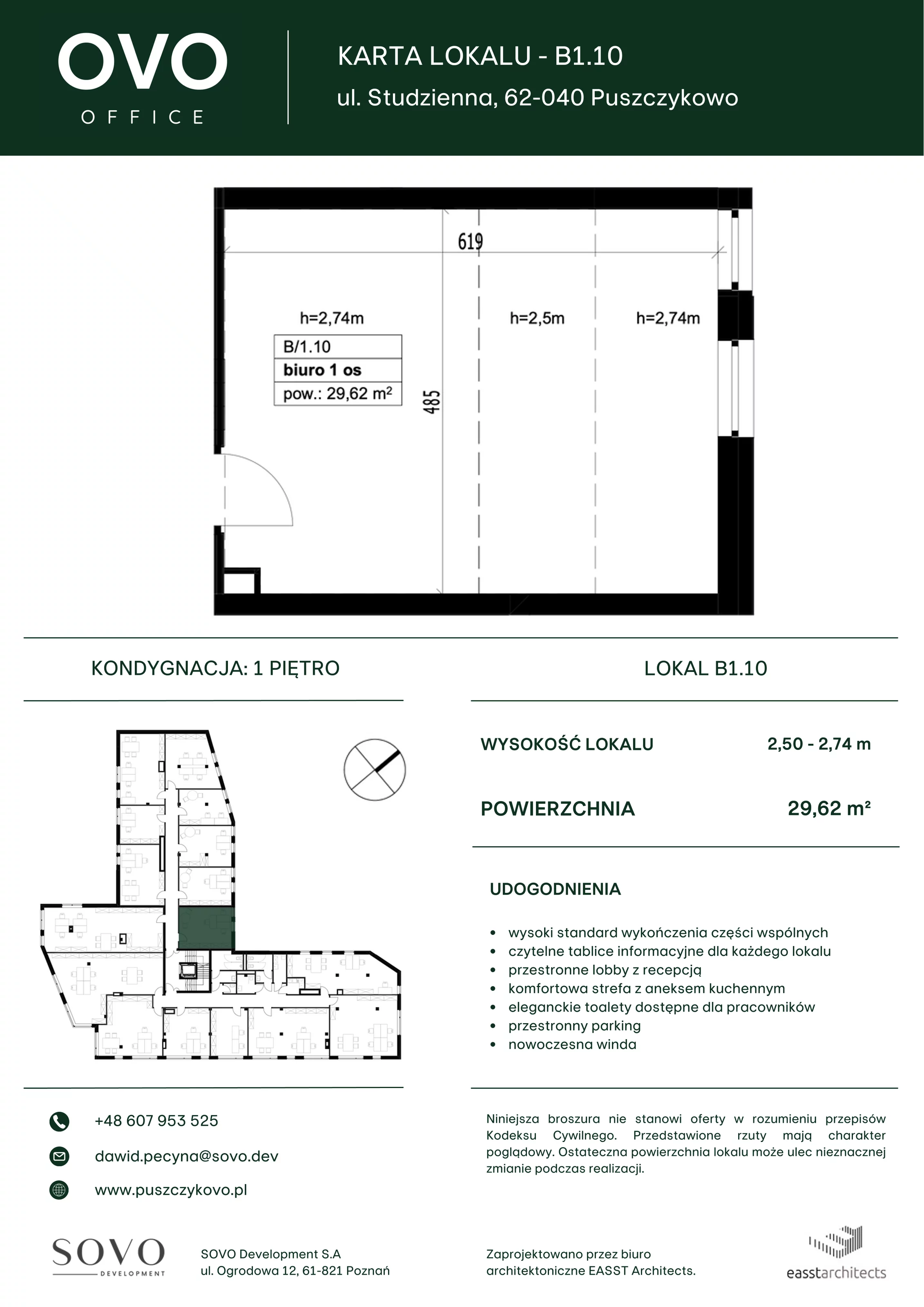 Biuro 29,62 m², oferta nr B/1/10, OVO Office, Puszczykowo, ul. Studzienna