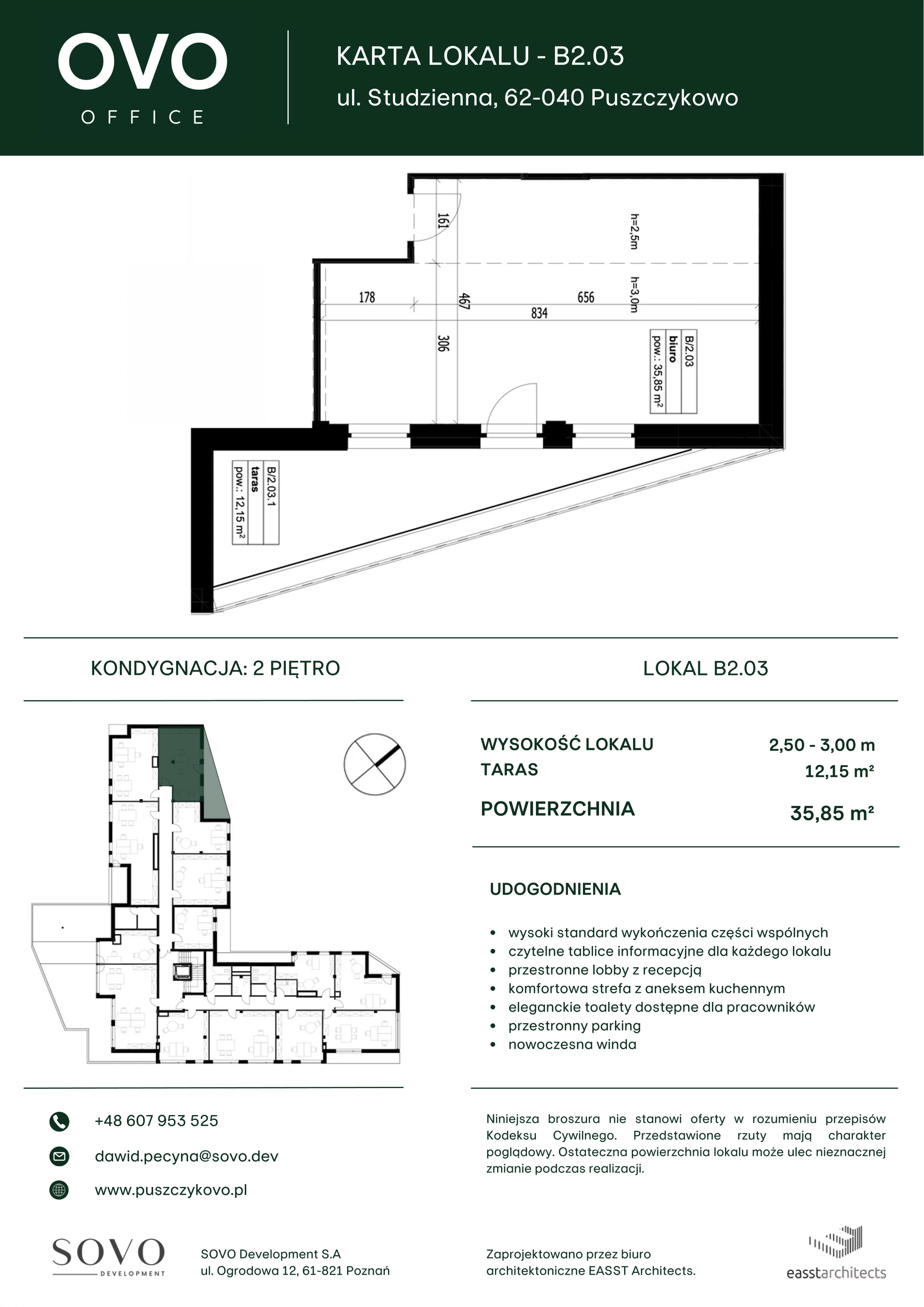 Biuro 35,85 m², oferta nr B/2/03, OVO Office, Puszczykowo, ul. Studzienna