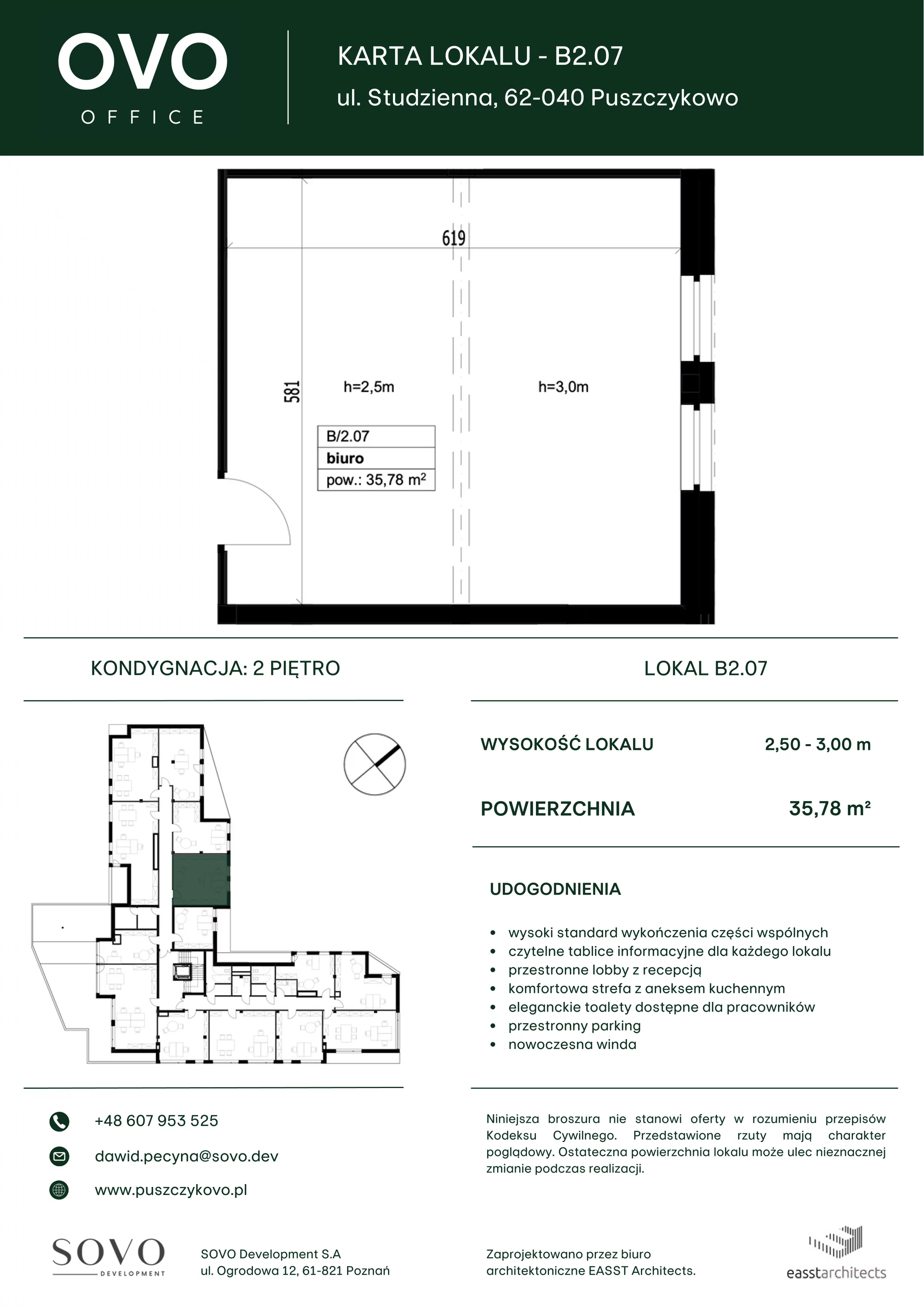 Biuro 35,78 m², oferta nr B/2/07, OVO Office, Puszczykowo, ul. Studzienna