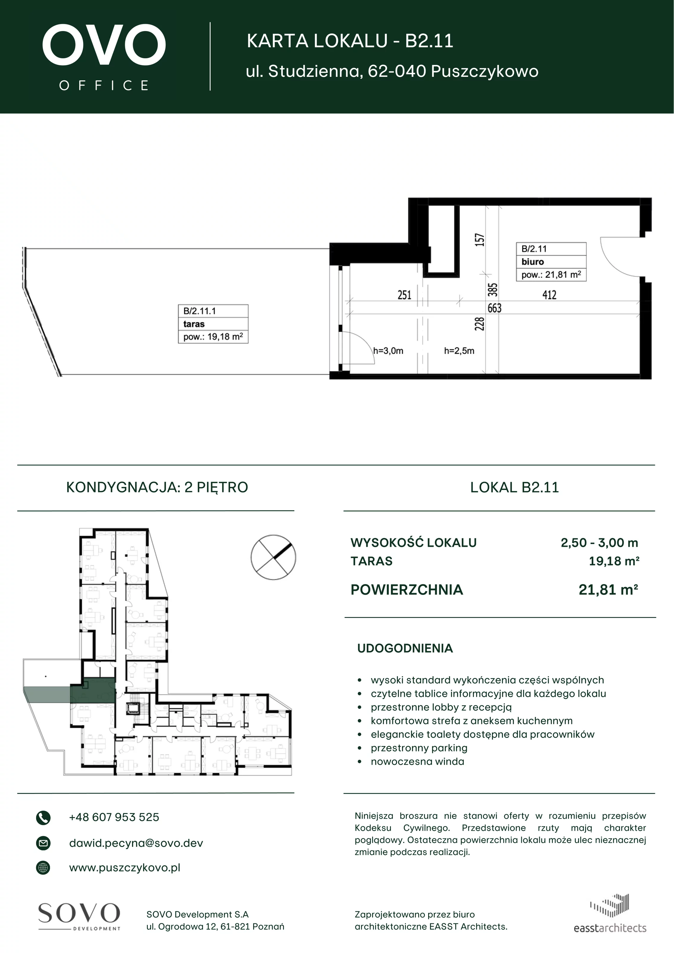 Biuro 21,81 m², oferta nr B/2/11, OVO Office, Puszczykowo, ul. Studzienna