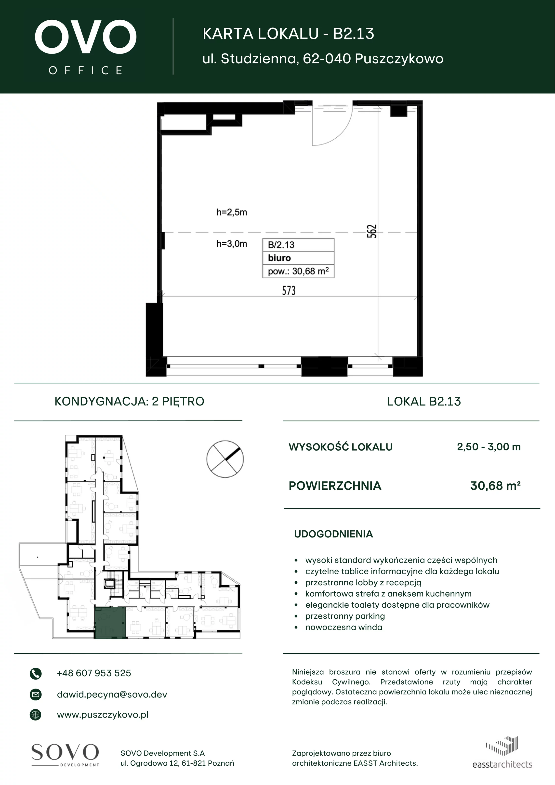 Biuro 30,68 m², oferta nr B/2/13, OVO Office, Puszczykowo, ul. Studzienna