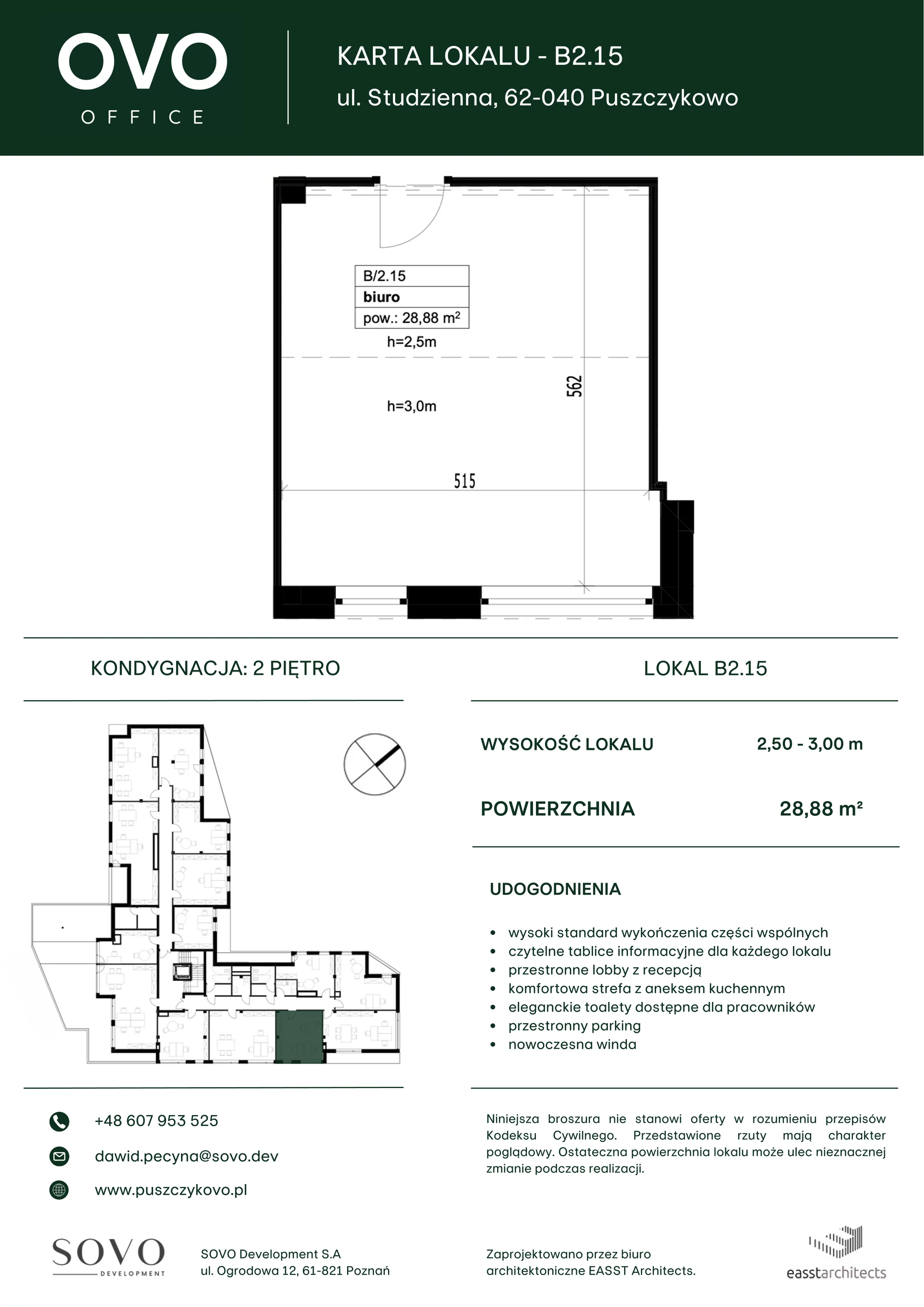 Biuro 28,88 m², oferta nr B/2/15, OVO Office, Puszczykowo, ul. Studzienna