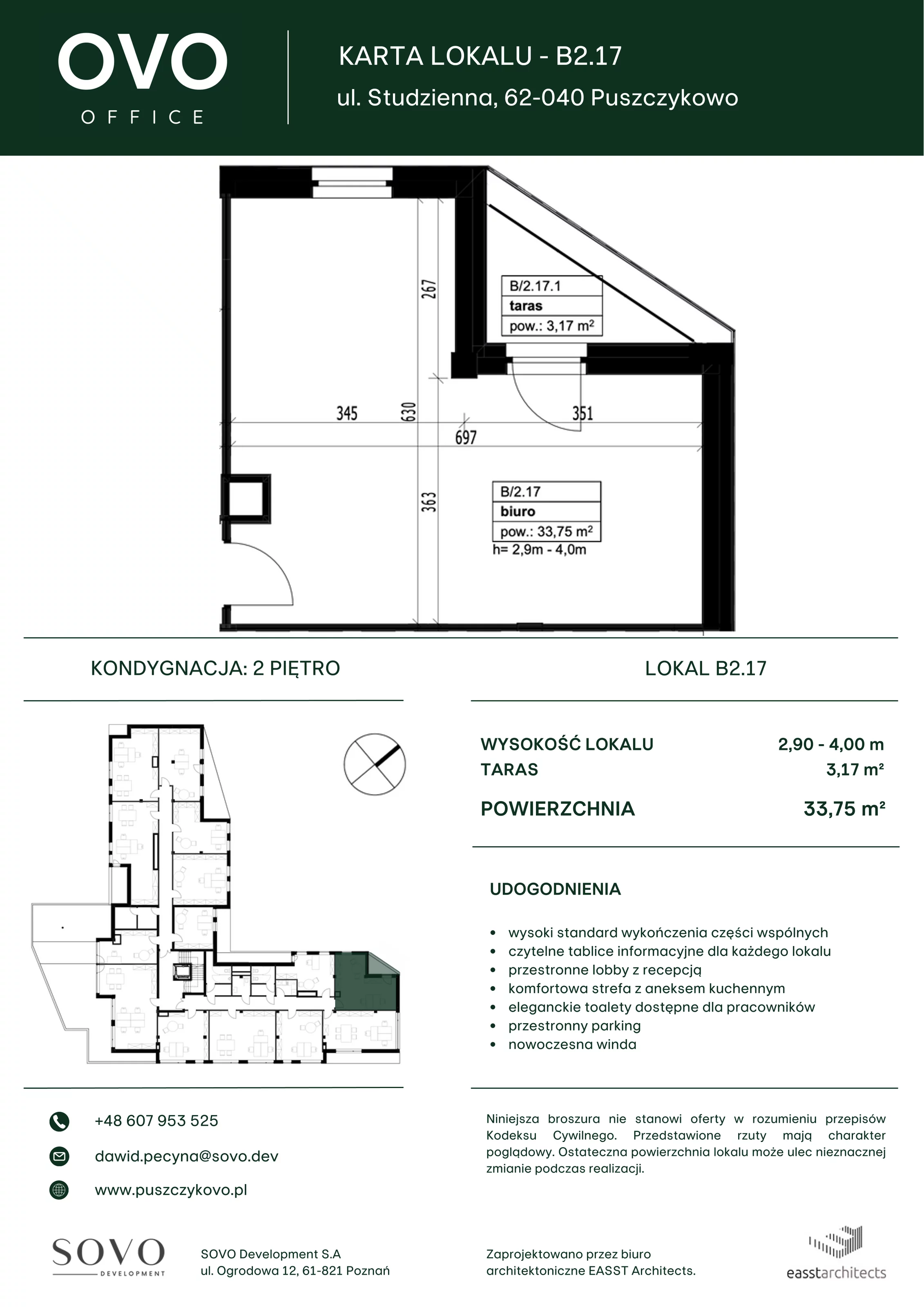 Biuro 33,66 m², oferta nr B/2/17, OVO Office, Puszczykowo, ul. Studzienna