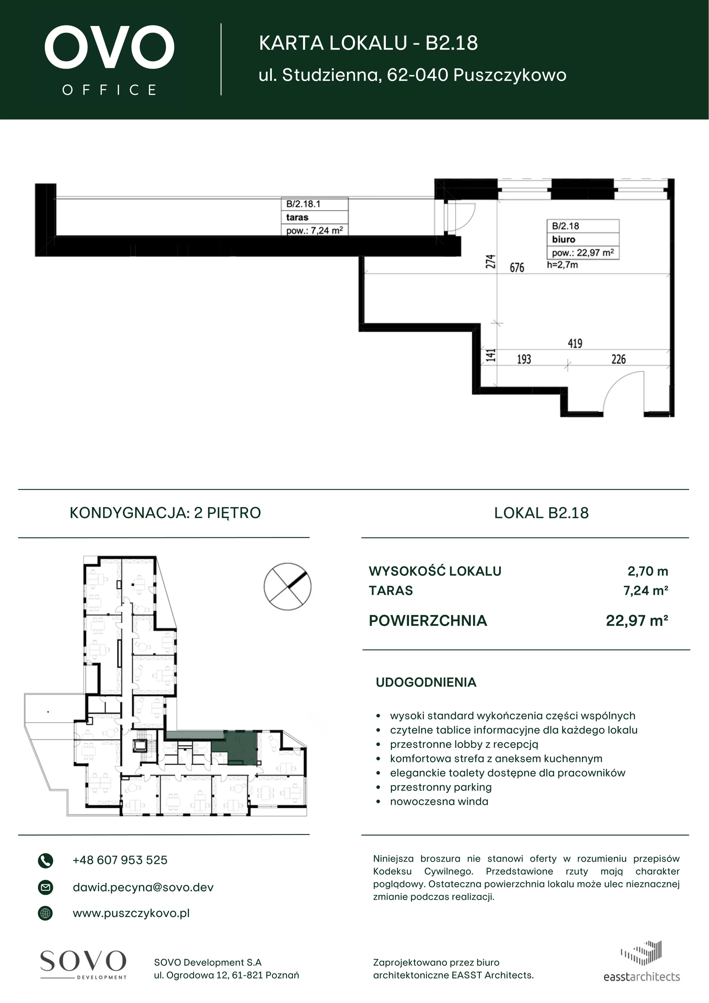 Biuro 22,97 m², oferta nr B/2/18, OVO Office, Puszczykowo, ul. Studzienna