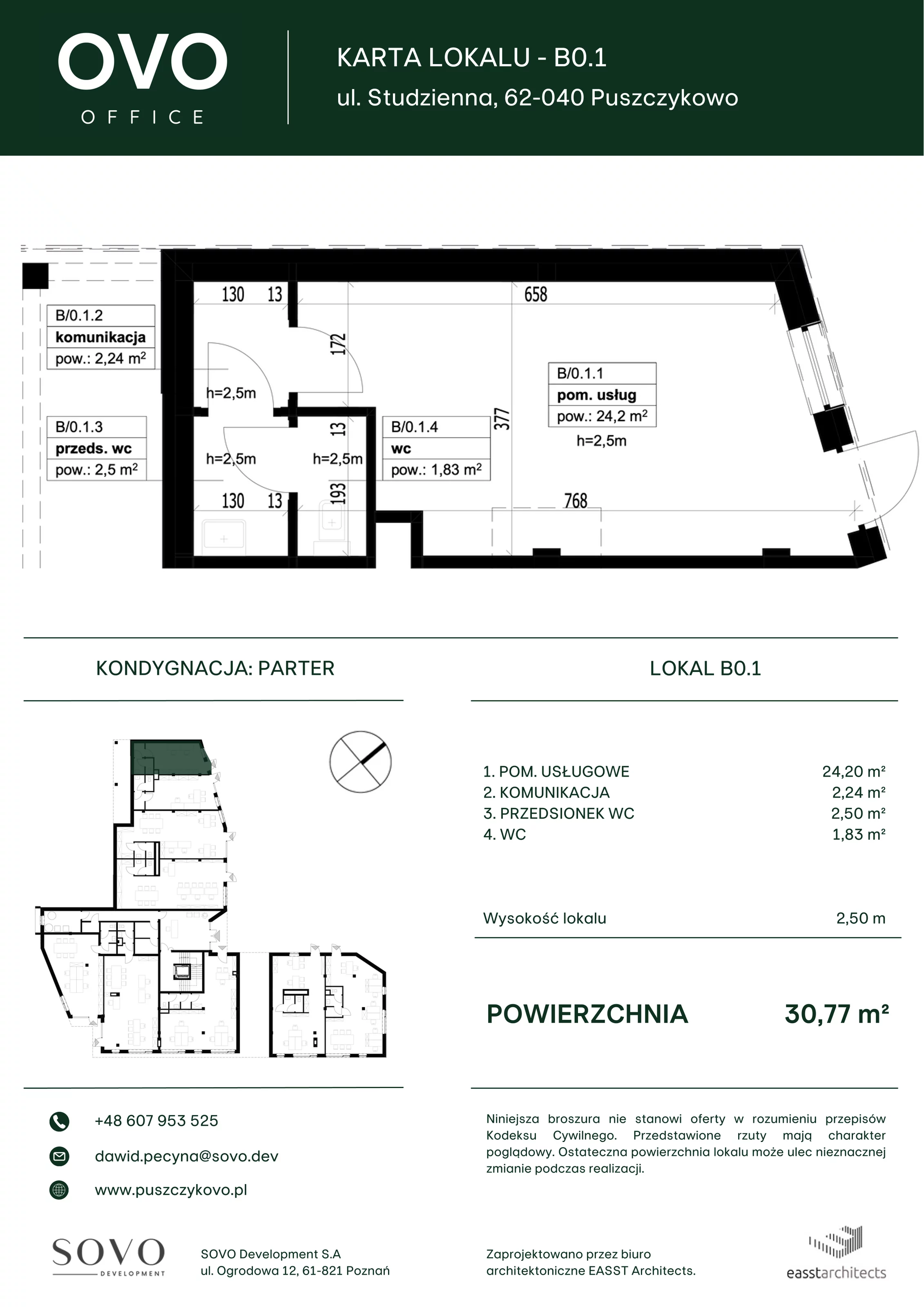 Lokal użytkowy 30,77 m², oferta nr B/0/1, OVO Office - lokale usługowe, Puszczykowo, ul. Studzienna