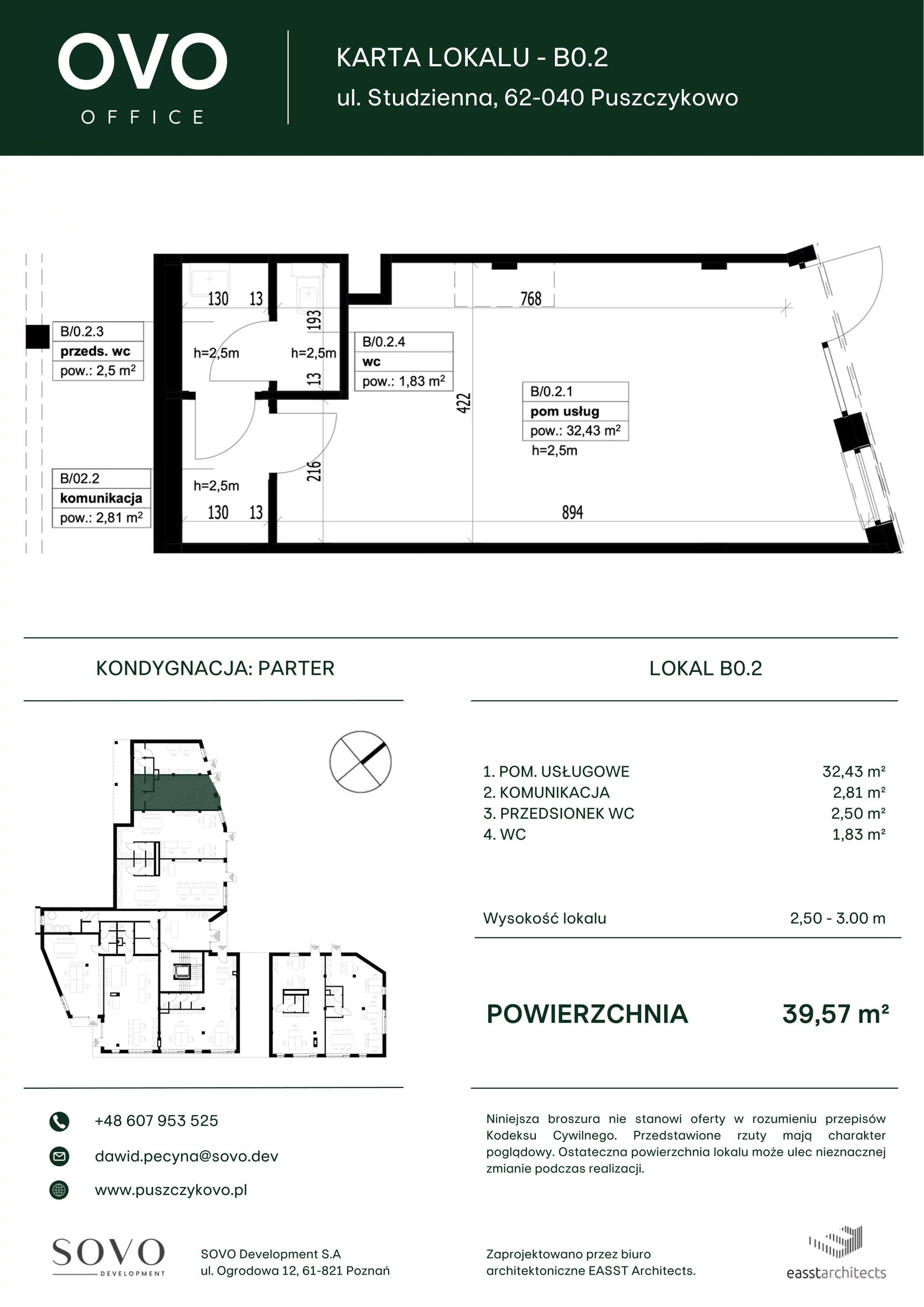 Lokal użytkowy 39,57 m², oferta nr B/0/2, OVO Office - lokale usługowe, Puszczykowo, ul. Studzienna