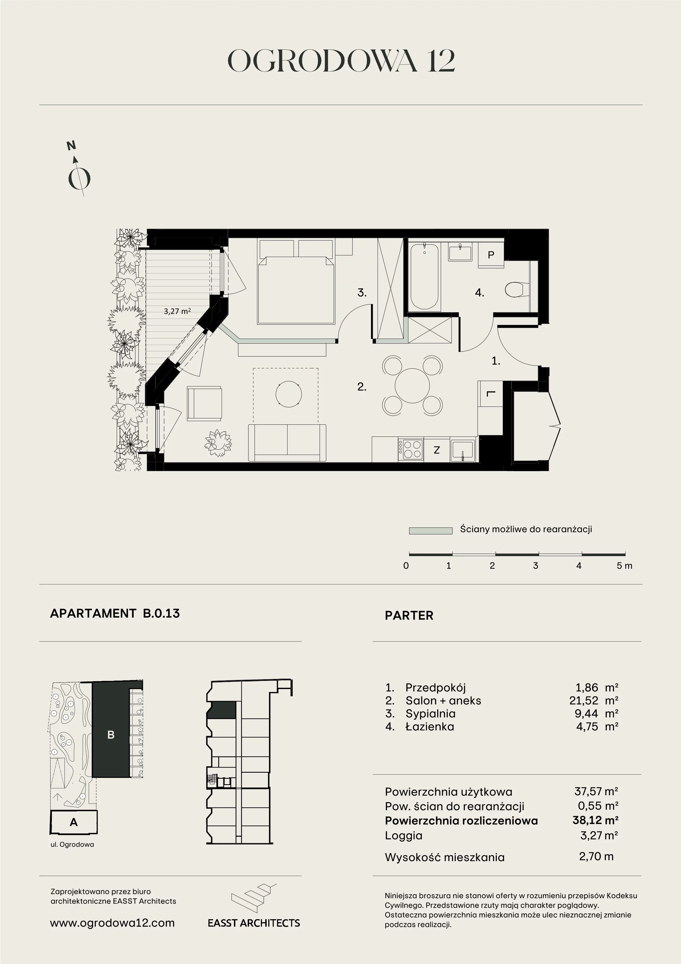 Mieszkanie 38,12 m², parter, oferta nr B/0/13, Ogrodowa 12, Poznań, Stare Miasto, Stare Miasto, ul. Ogrodowa 12