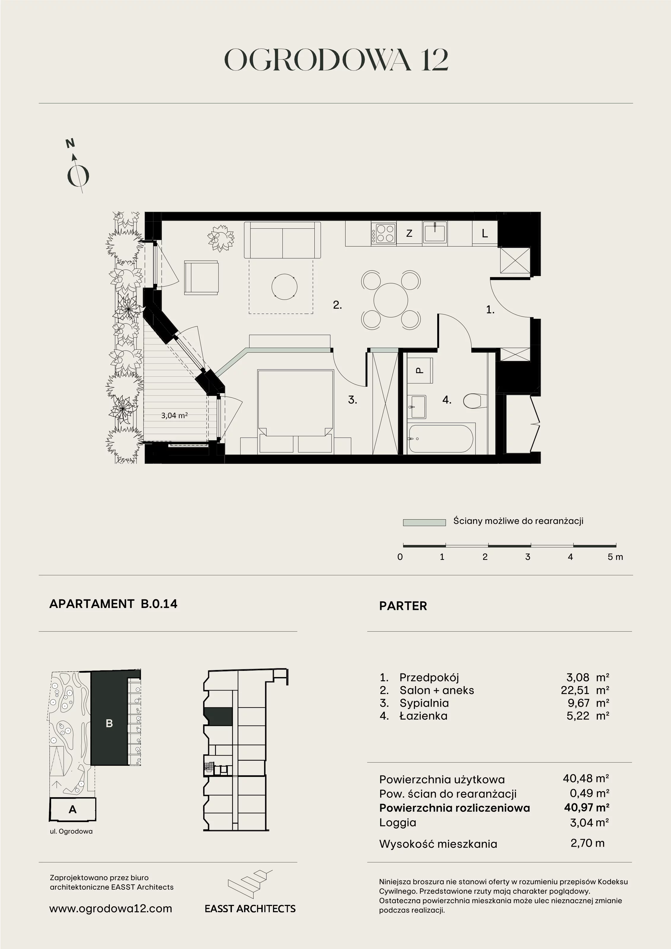 Mieszkanie 40,97 m², parter, oferta nr B/0/14, Ogrodowa 12, Poznań, Stare Miasto, Stare Miasto, ul. Ogrodowa 12