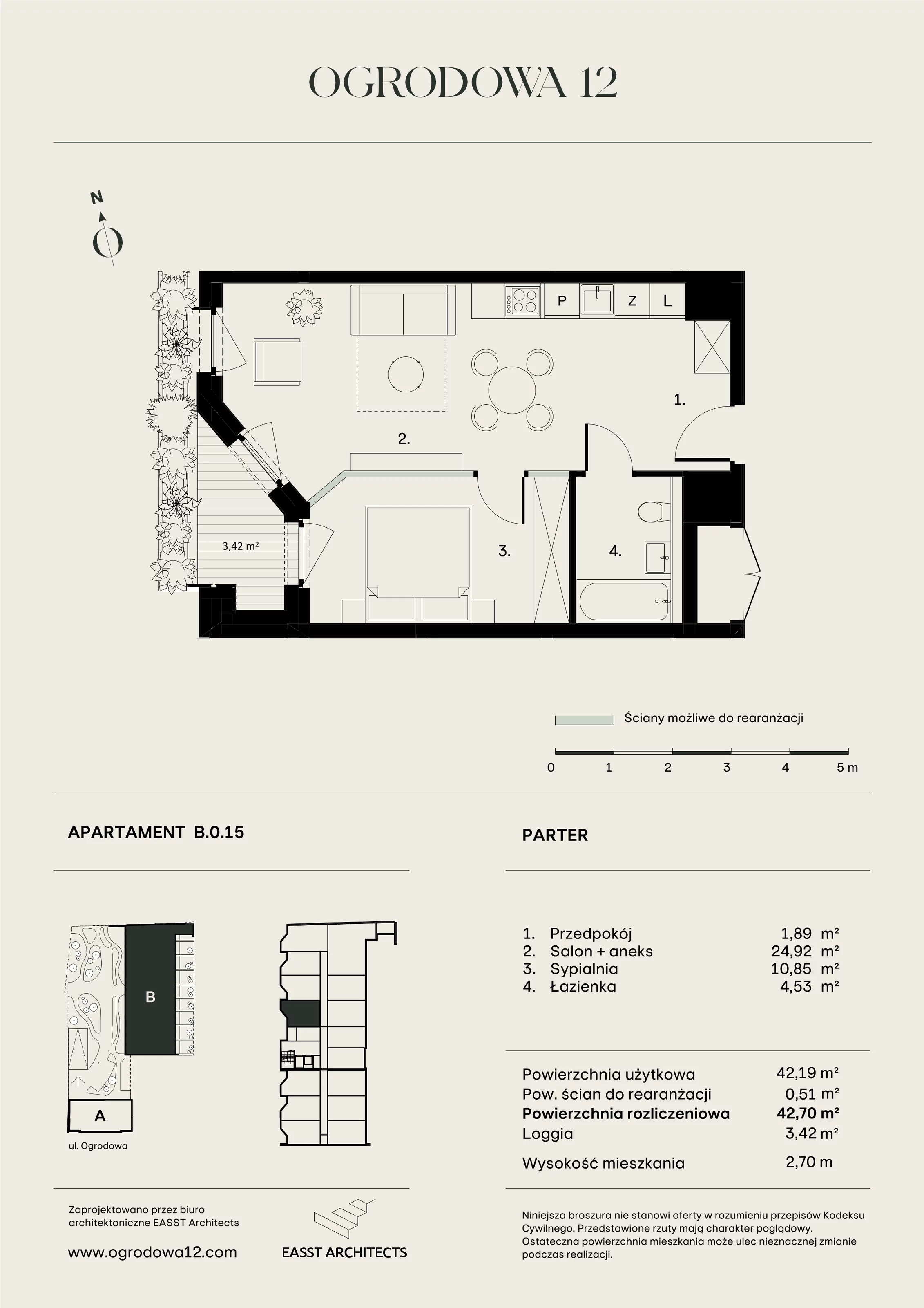 Mieszkanie 42,70 m², parter, oferta nr B/0/15, Ogrodowa 12, Poznań, Stare Miasto, Stare Miasto, ul. Ogrodowa 12