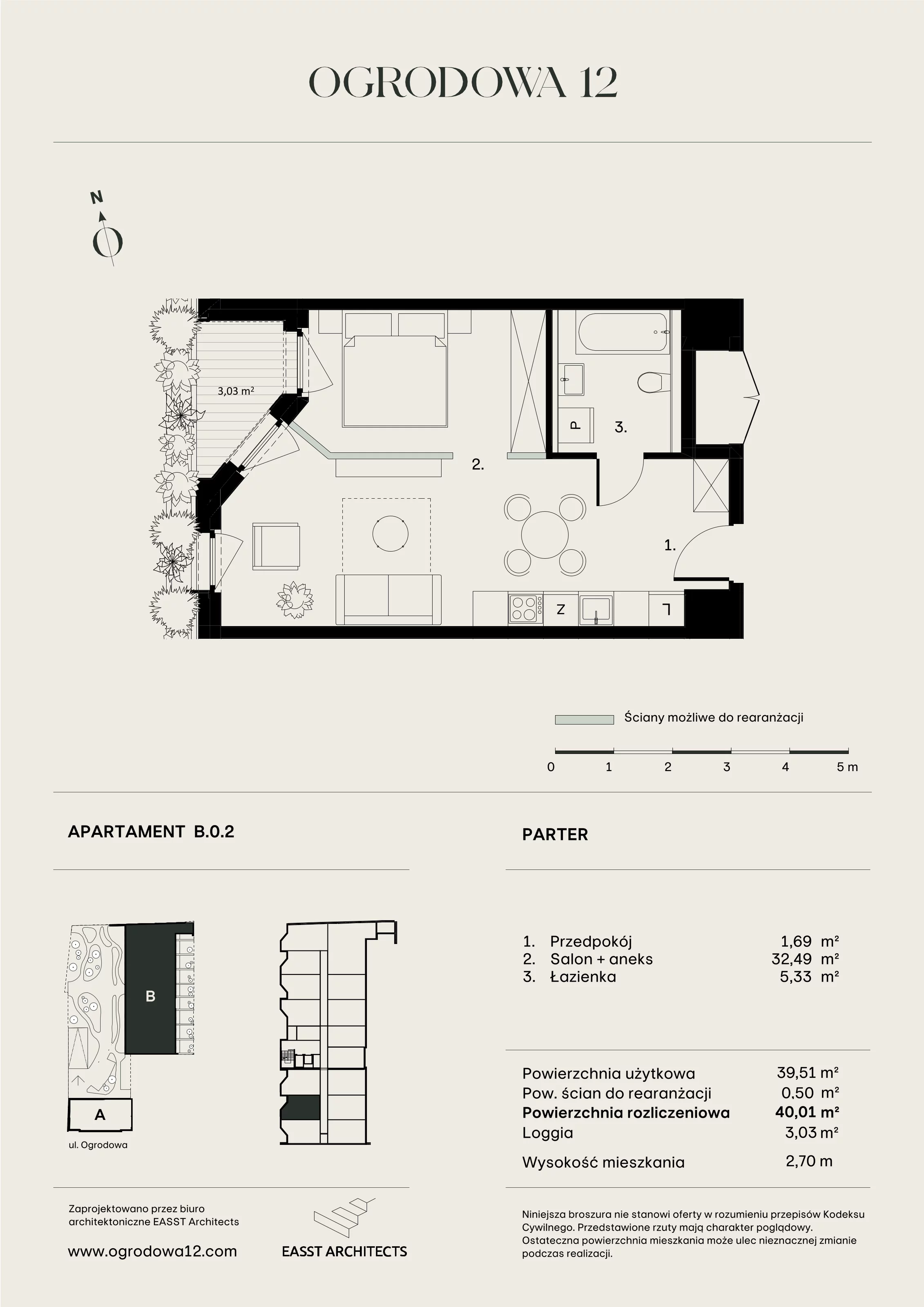 Mieszkanie 40,01 m², parter, oferta nr B/0/2, Ogrodowa 12, Poznań, Stare Miasto, Stare Miasto, ul. Ogrodowa 12