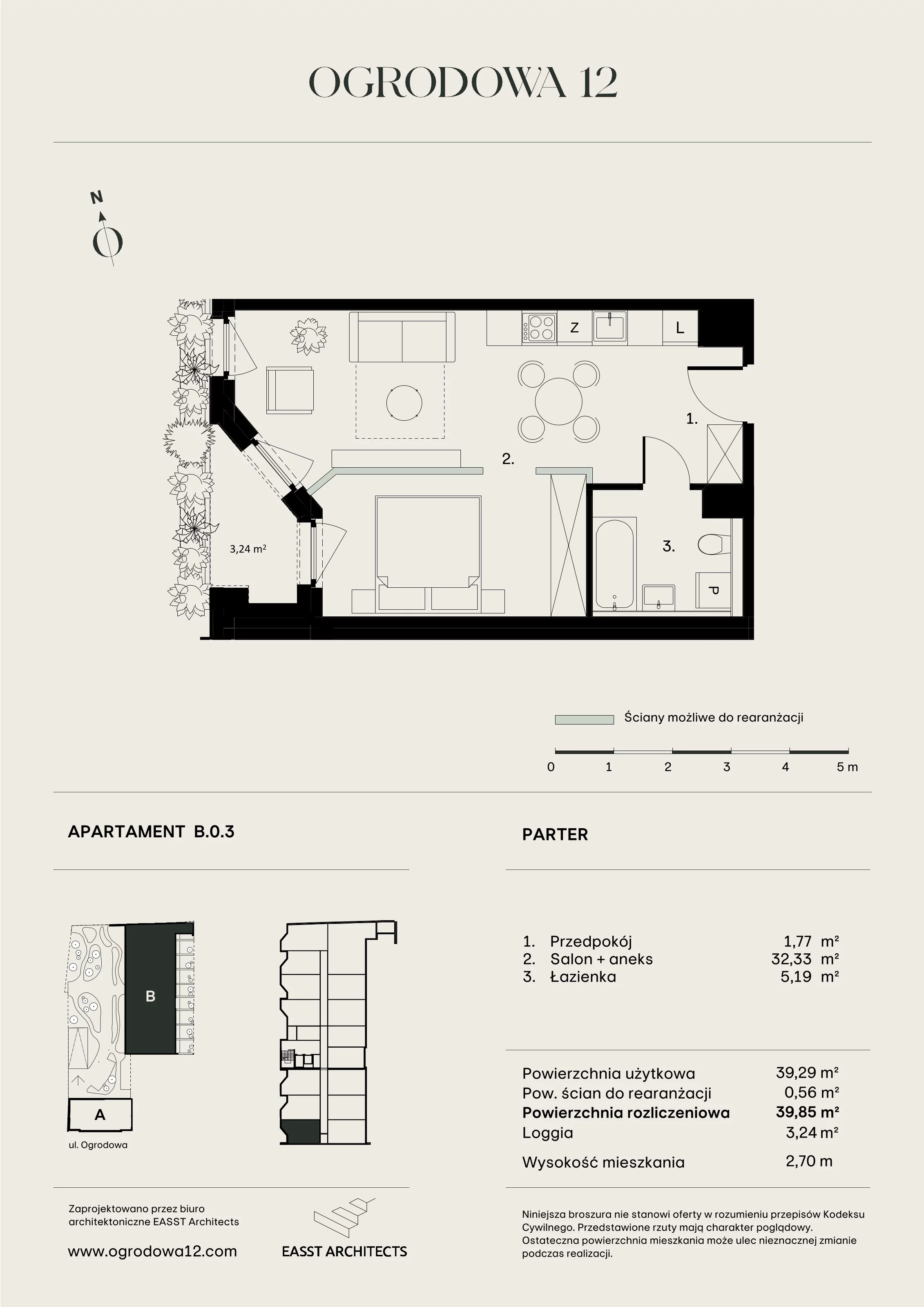 Mieszkanie 39,85 m², parter, oferta nr B/0/3, Ogrodowa 12, Poznań, Stare Miasto, Stare Miasto, ul. Ogrodowa 12