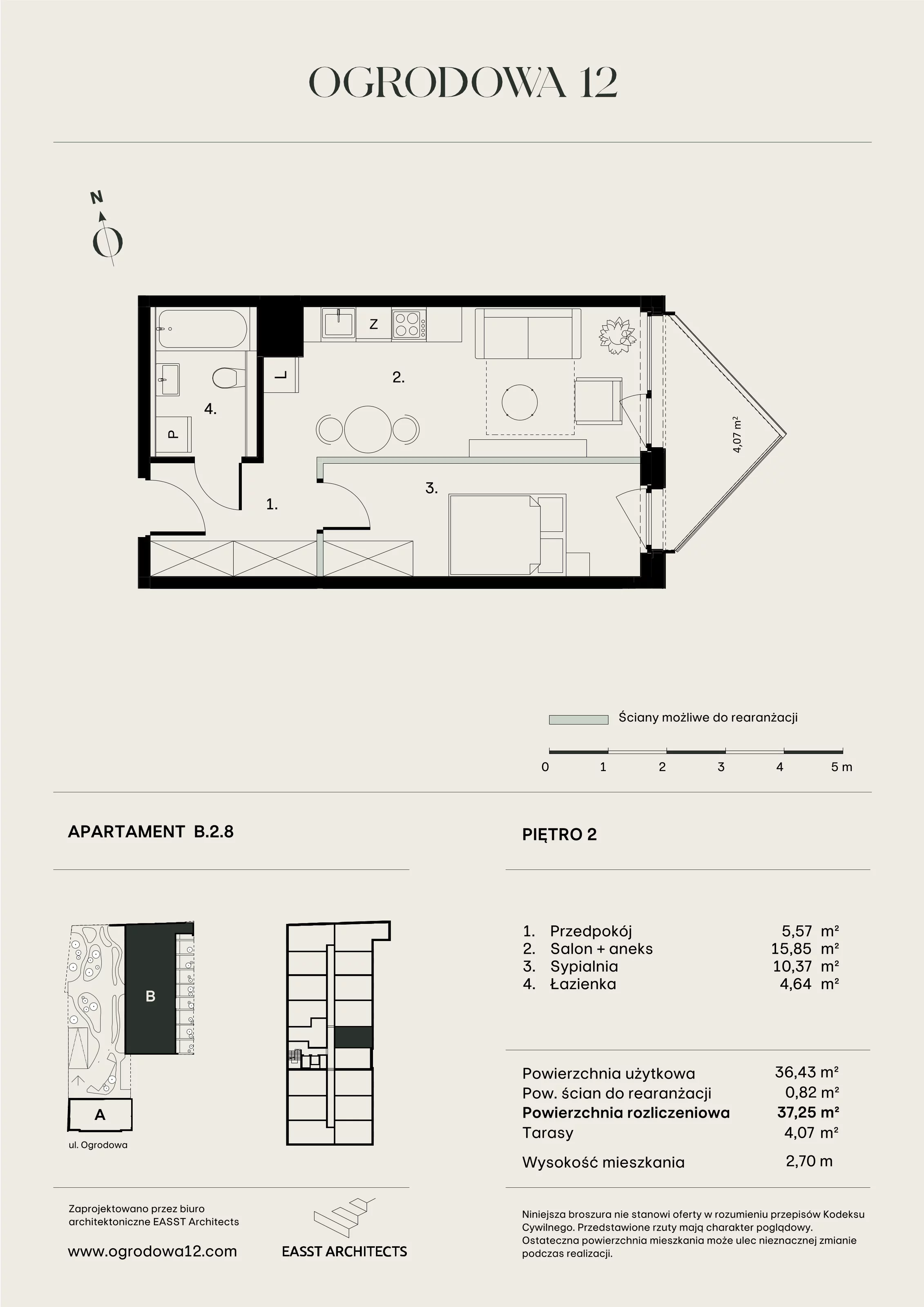 Mieszkanie 37,25 m², piętro 2, oferta nr B/2/8, Ogrodowa 12, Poznań, Stare Miasto, Stare Miasto, ul. Ogrodowa 12