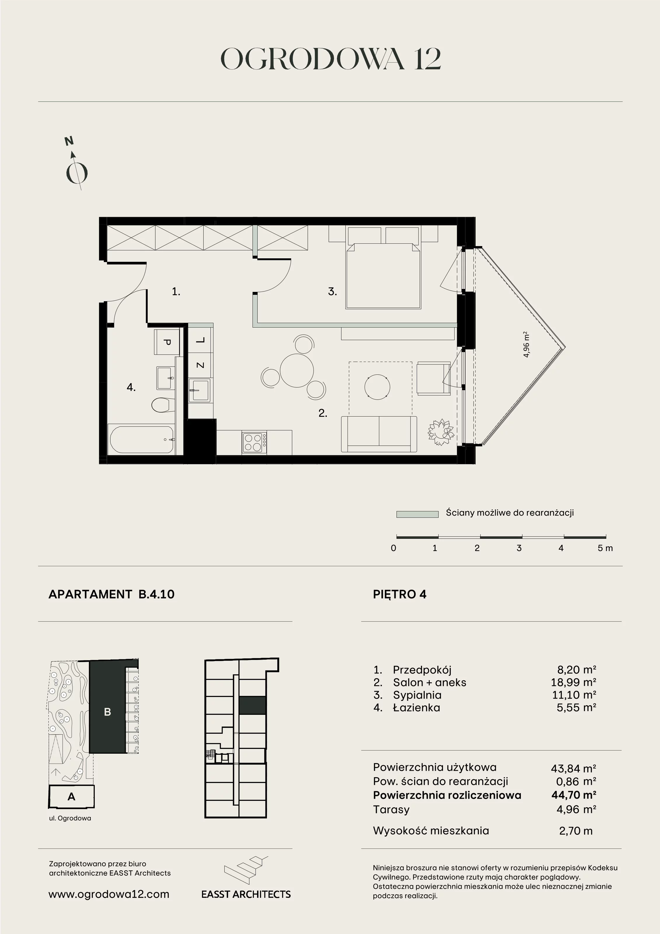 Mieszkanie 44,70 m², piętro 4, oferta nr B/4/10, Ogrodowa 12, Poznań, Stare Miasto, Stare Miasto, ul. Ogrodowa 12