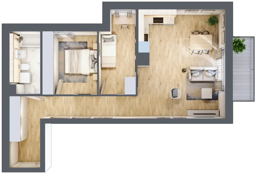 3 pokoje, mieszkanie 66,46 m², piętro 2, oferta nr A14, Tarasy Rokietnicy, Rokietnica, ul. Trakt Napoleoński