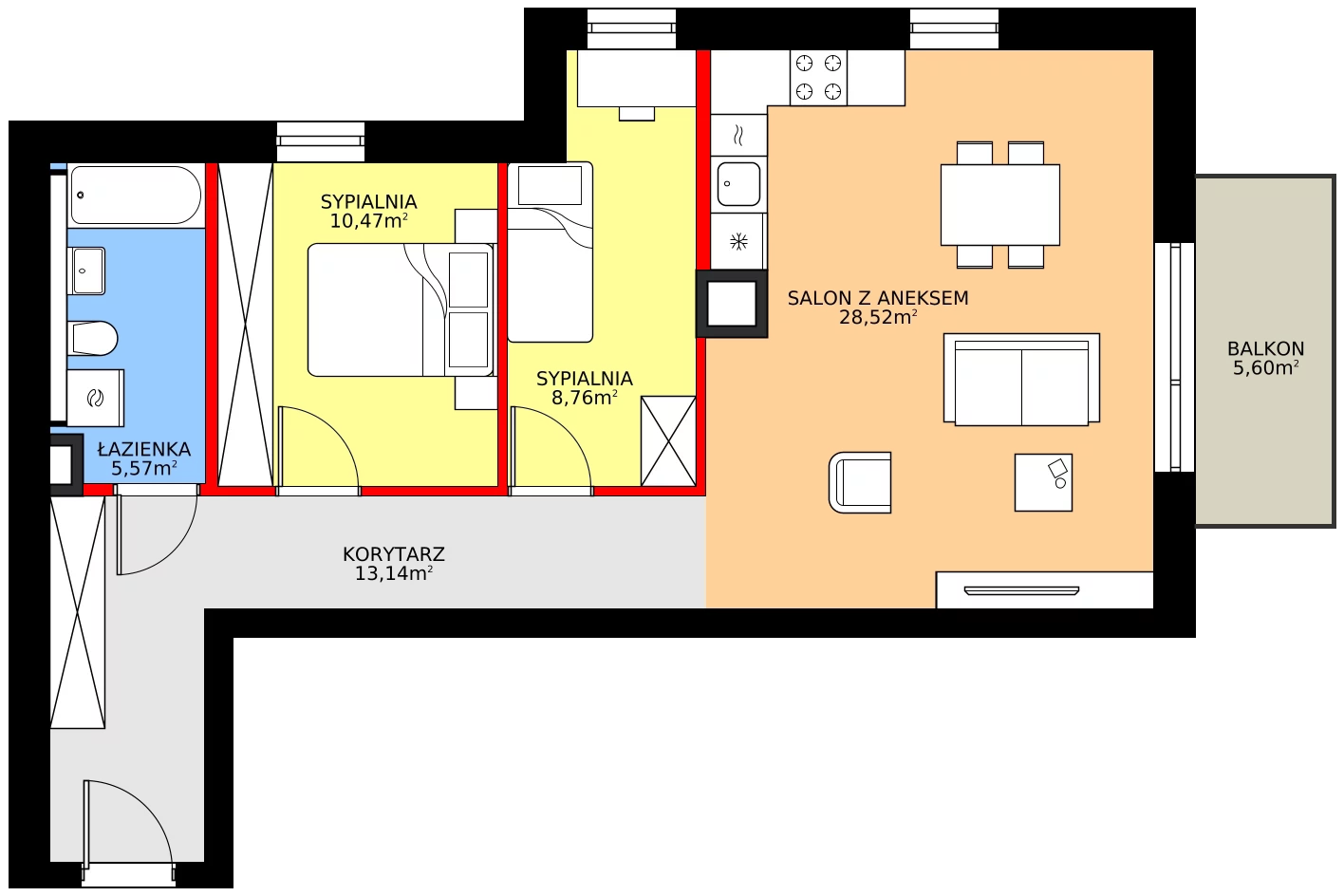 Zalety mieszkania 66.46 m², A22