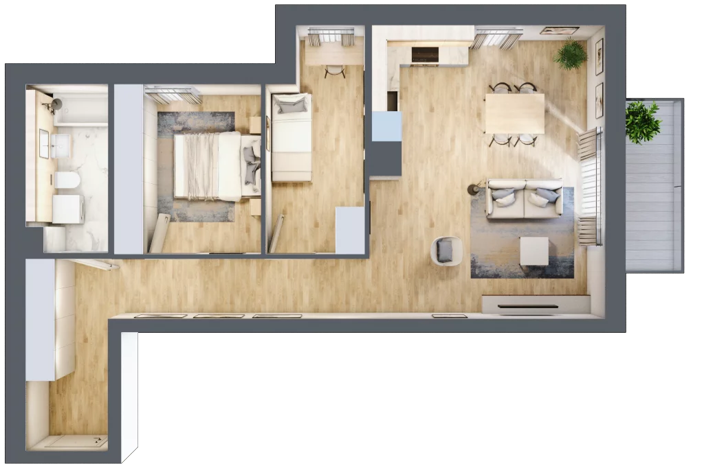 3 pokoje, mieszkanie 66,46 m², piętro 3, oferta nr A22, Tarasy Rokietnicy, Rokietnica, ul. Trakt Napoleoński