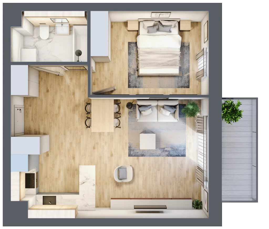 2 pokoje, mieszkanie 44,21 m², piętro 1, oferta nr B07, Tarasy Rokietnicy, Rokietnica, ul. Trakt Napoleoński