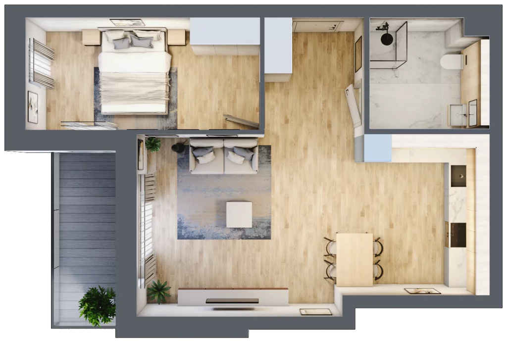 2 pokoje, mieszkanie 51,78 m², piętro 1, oferta nr B12, Tarasy Rokietnicy, Rokietnica, ul. Trakt Napoleoński