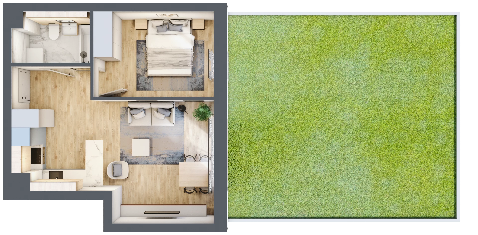 2 pokoje, mieszkanie 40,68 m², parter, oferta nr C03, Tarasy Rokietnicy, Rokietnica, ul. Trakt Napoleoński