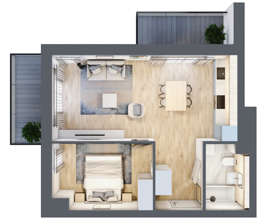 2 pokoje, mieszkanie 42,94 m², piętro 3, oferta nr C23, Tarasy Rokietnicy, Rokietnica, ul. Trakt Napoleoński