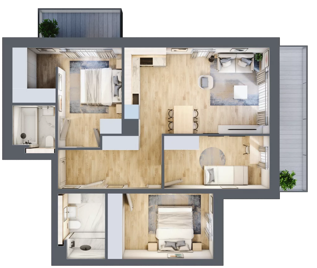 4 pokoje, mieszkanie 78,84 m², piętro 1, oferta nr C05, Tarasy Rokietnicy, Rokietnica, ul. Trakt Napoleoński