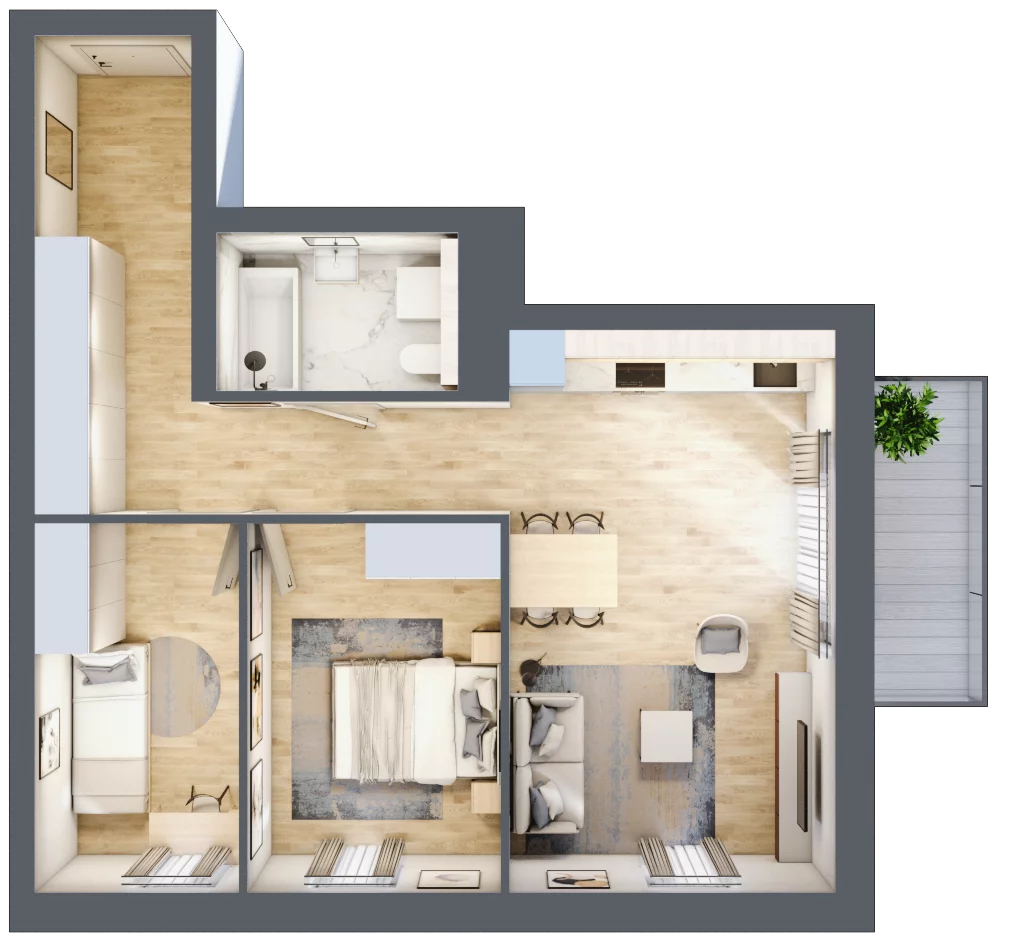 3 pokoje, mieszkanie 57,29 m², piętro 2, oferta nr C15, Tarasy Rokietnicy, Rokietnica, ul. Trakt Napoleoński