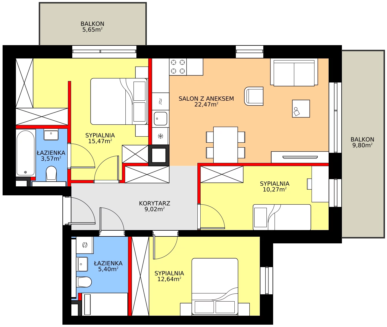 Zalety mieszkania 78.84 m², C12